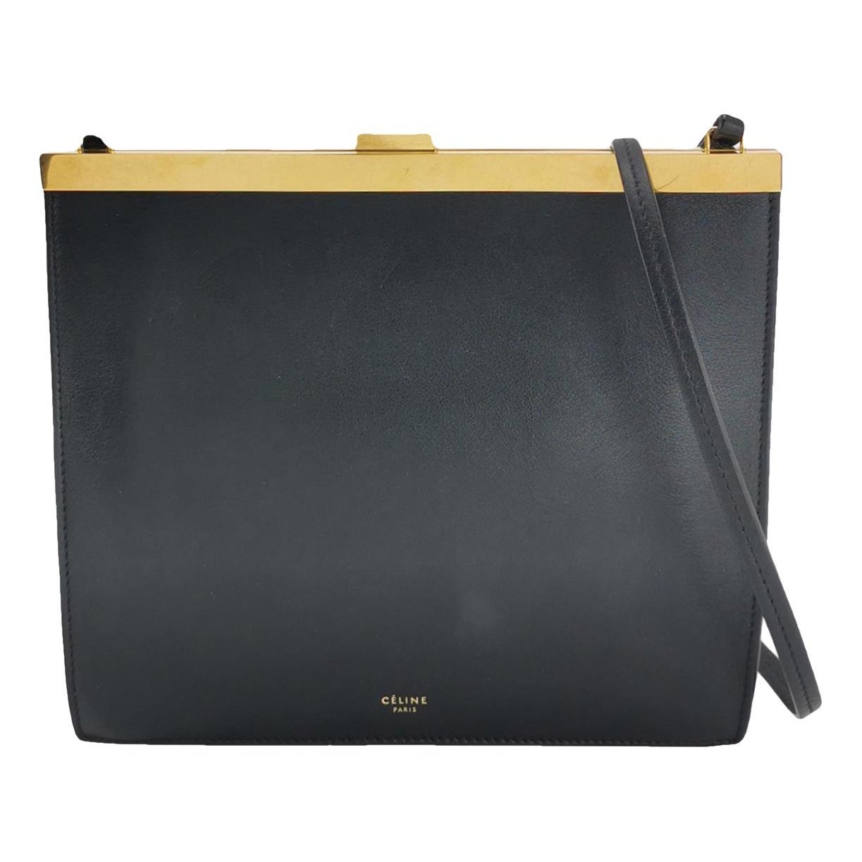 Clasp leather handbag