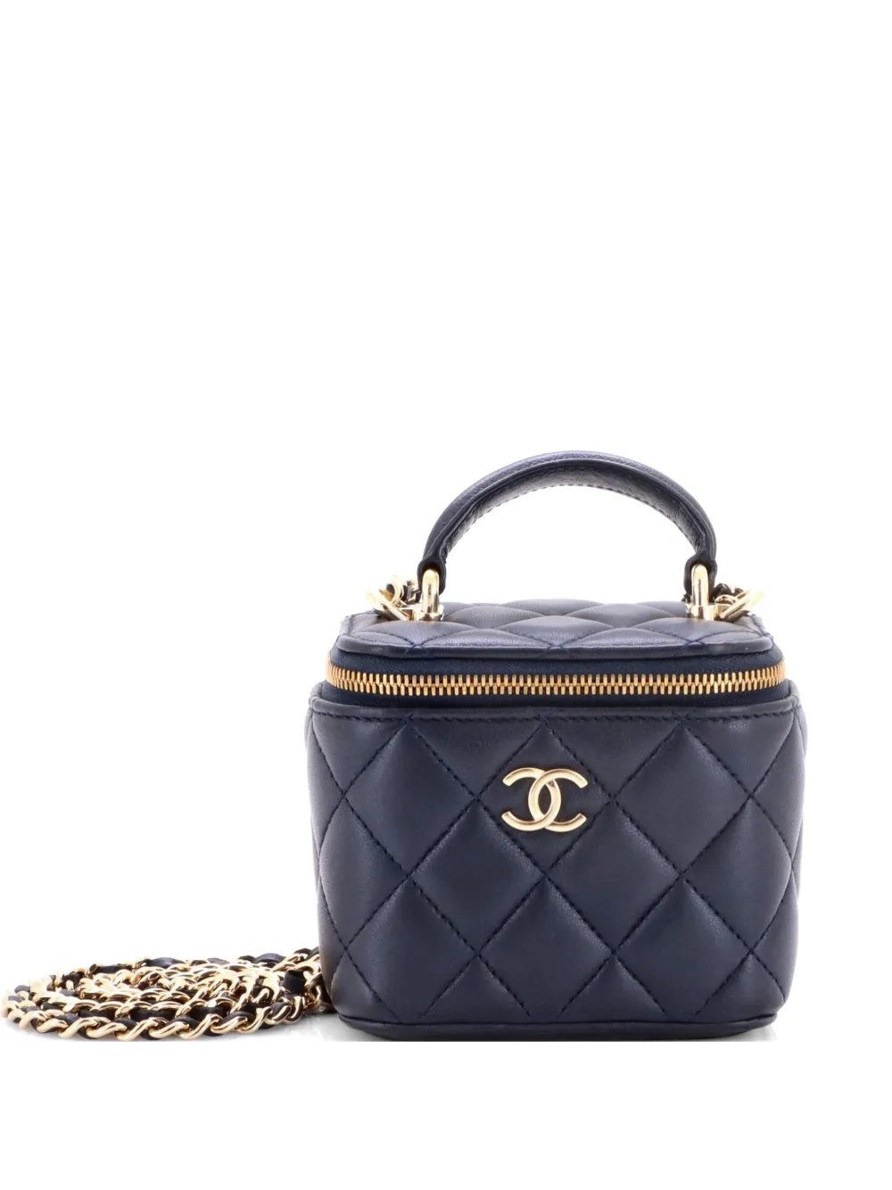 Classic Top Handle Vanity Case with Chain Quilted Lambskin Mini crossbody bag