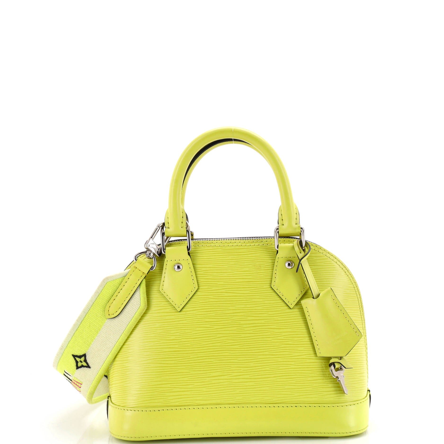 Alma Handbag Epi Leather with Logo Jacquard Strap BB