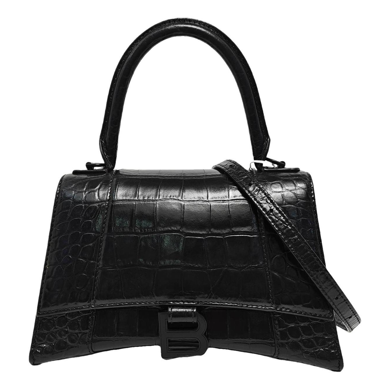 Hourglass leather handbag