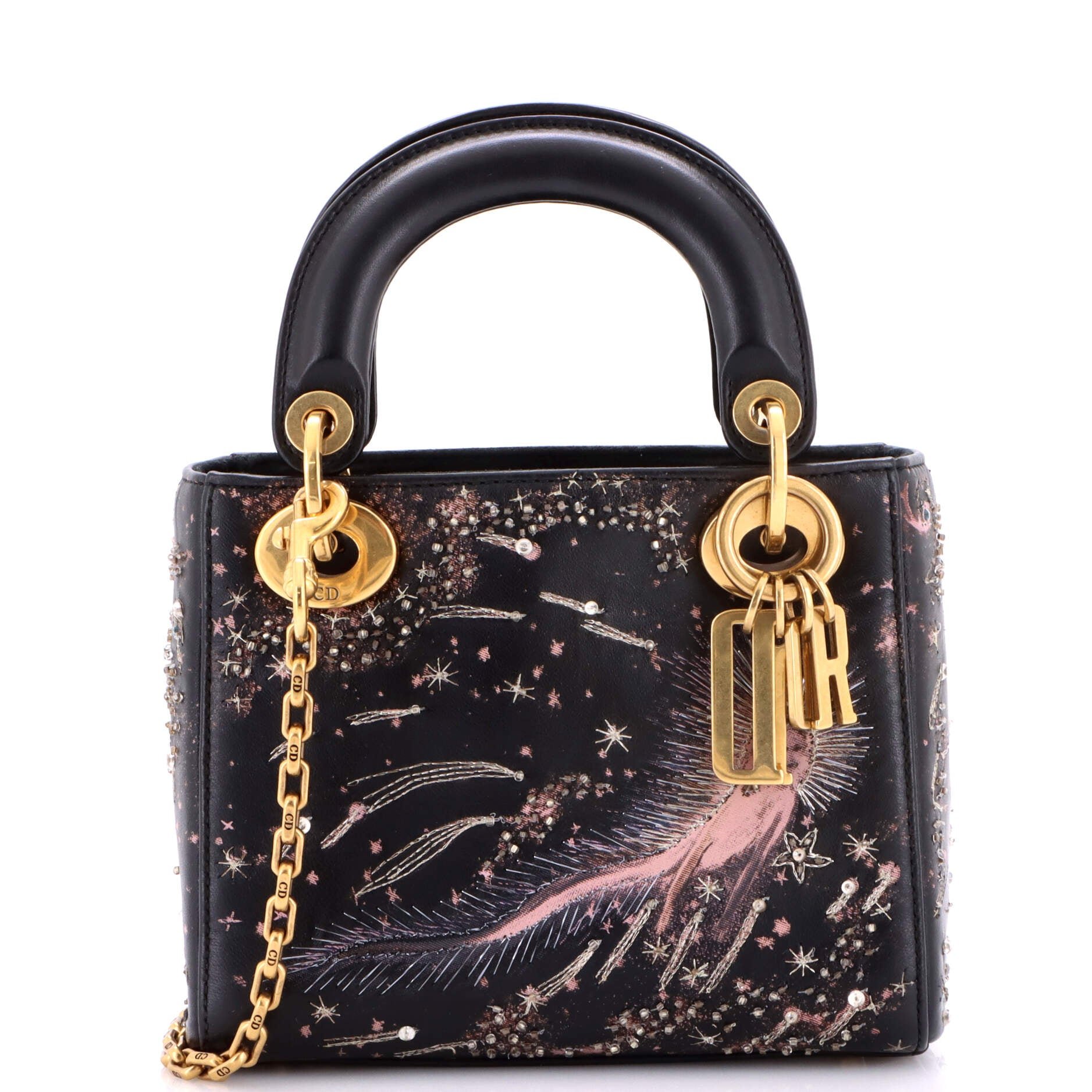 Lady Dior Chain Bag Embroidered Calfskin Mini
