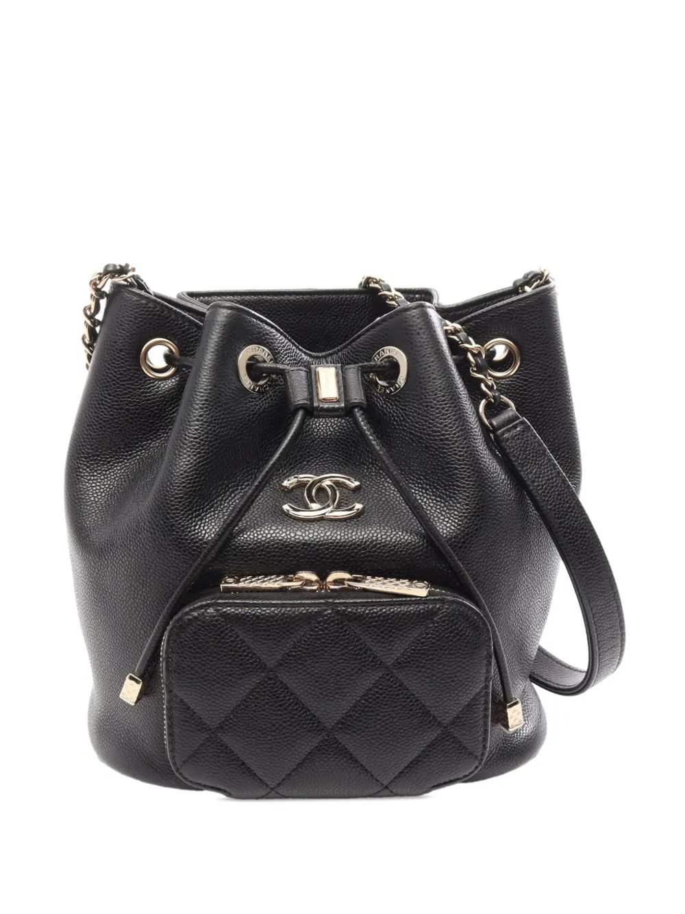 2020 CC Quilted Caviar Pocket bucket bag