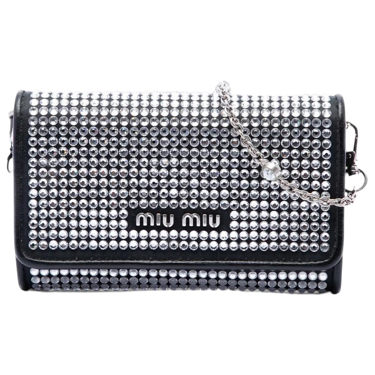Miu Crystal leather crossbody bag
