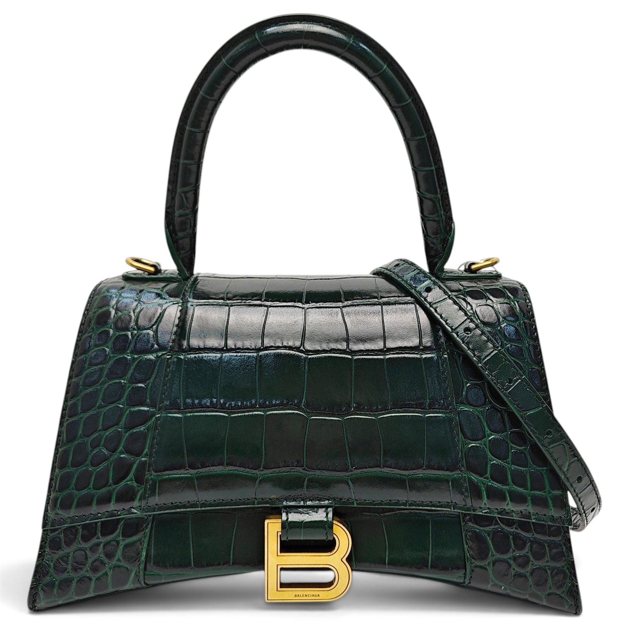 Hourglass leather handbag