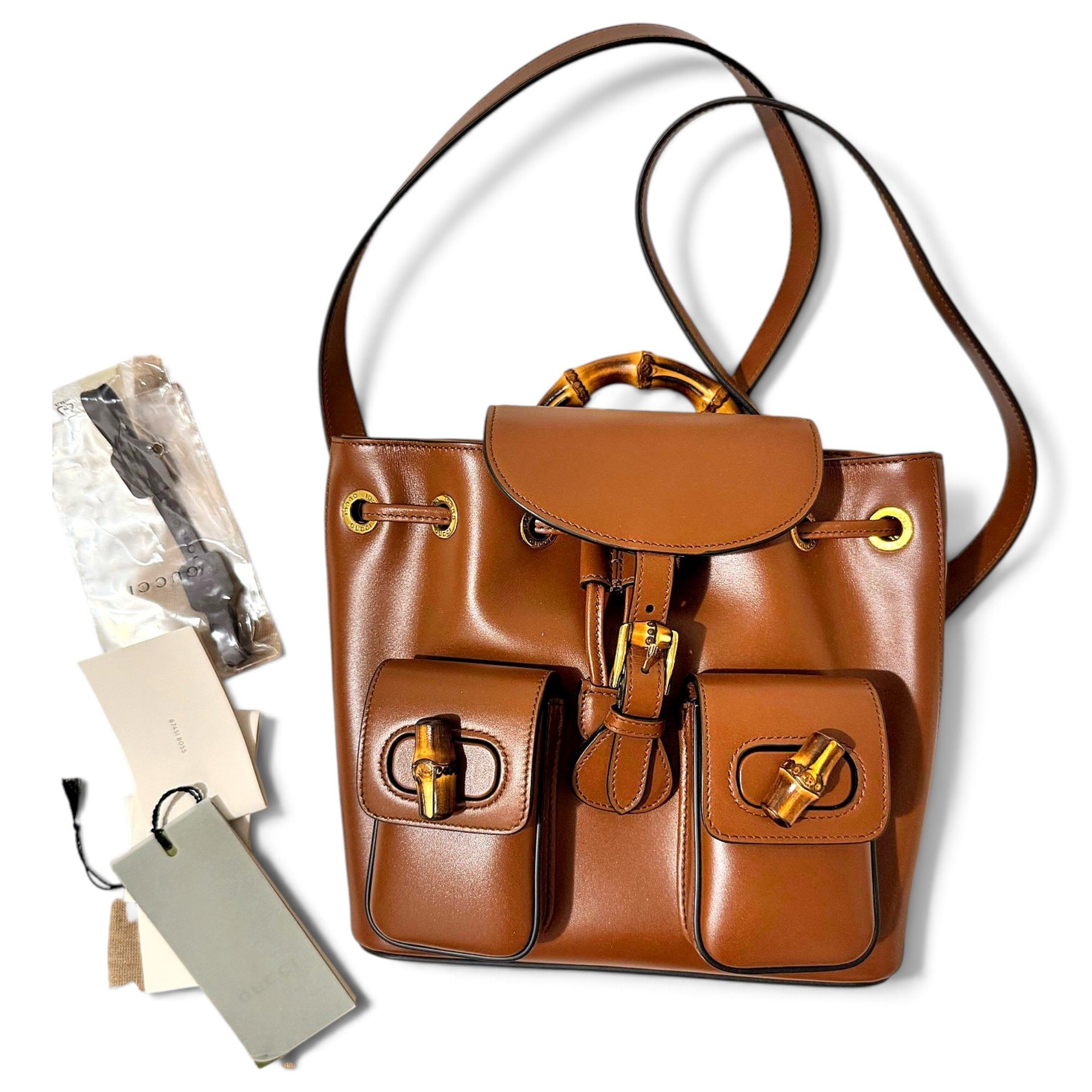 Vintage Bamboo leather backpack
