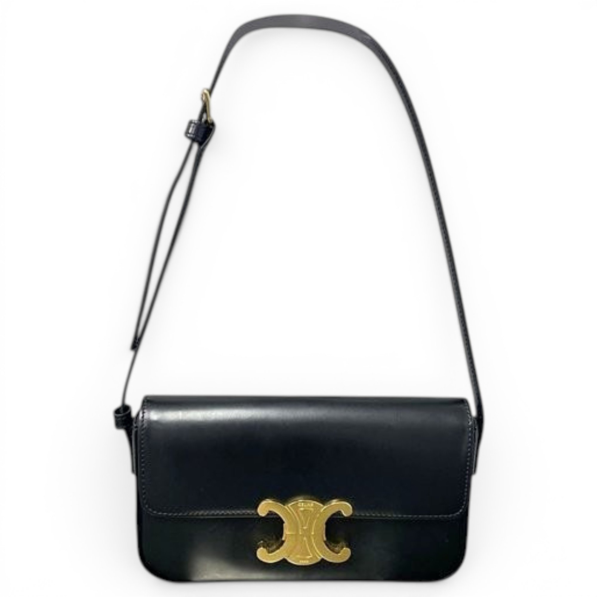 Triomphe chain leather handbag
