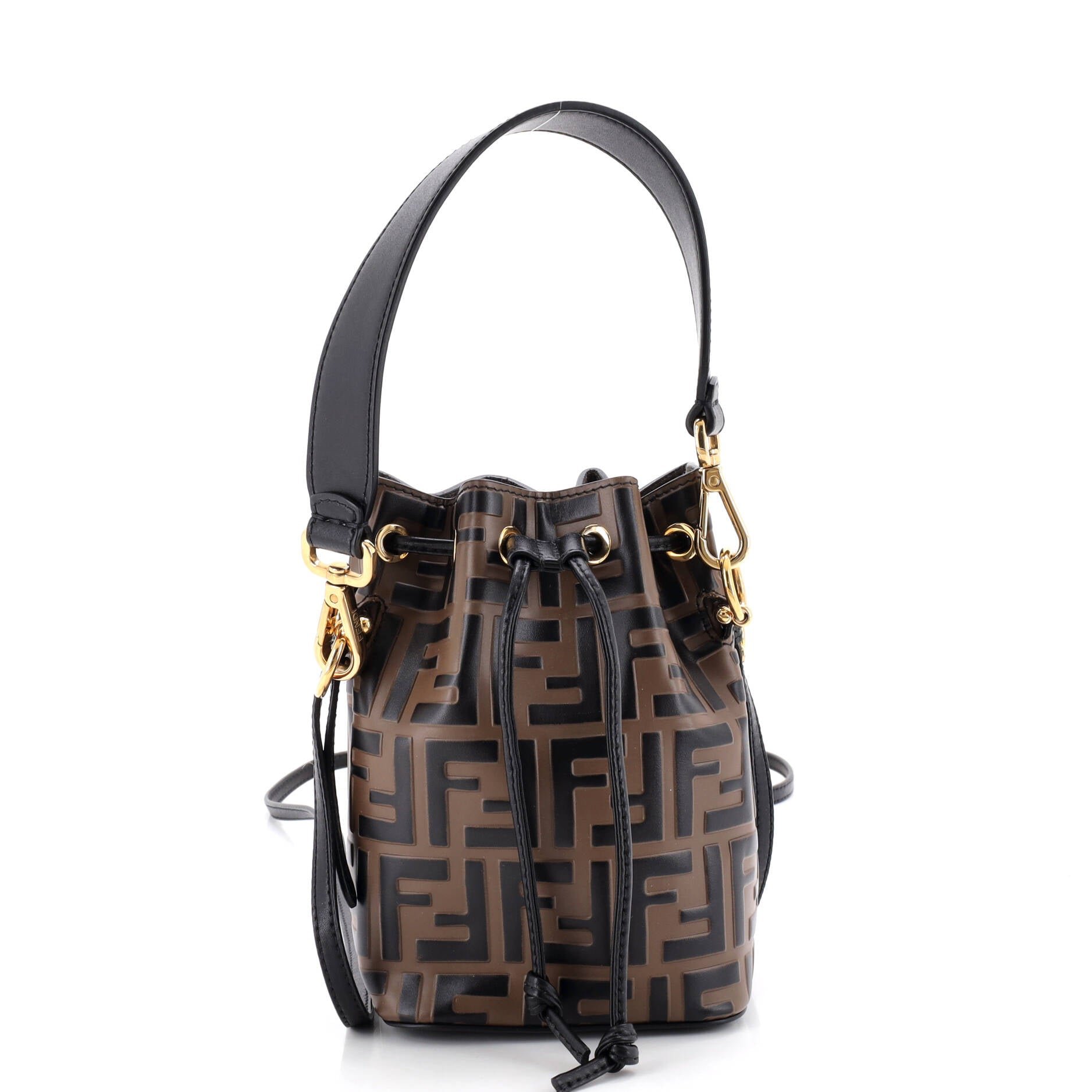 Mon Tresor Bucket Bag Zucca Embossed Leather Mini