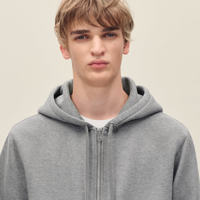Gris "Eperon d'Or En Perspective" Zipped Hooded Sweater