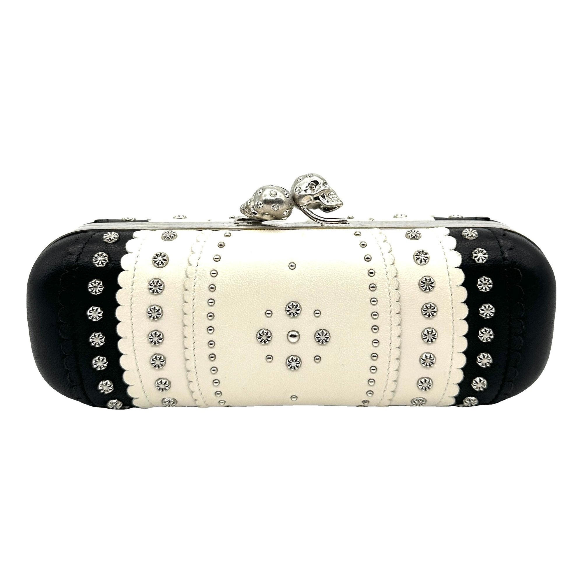 Skull leather clutch bag
