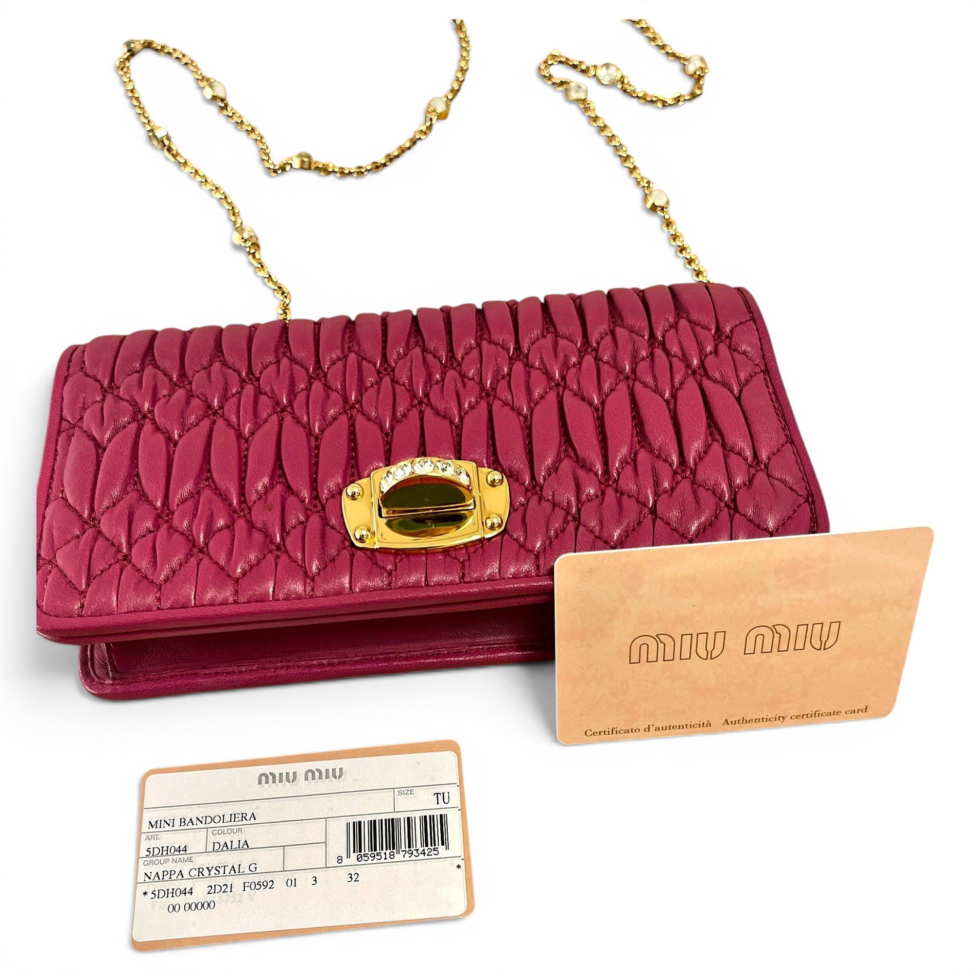 Miu Crystal leather handbag