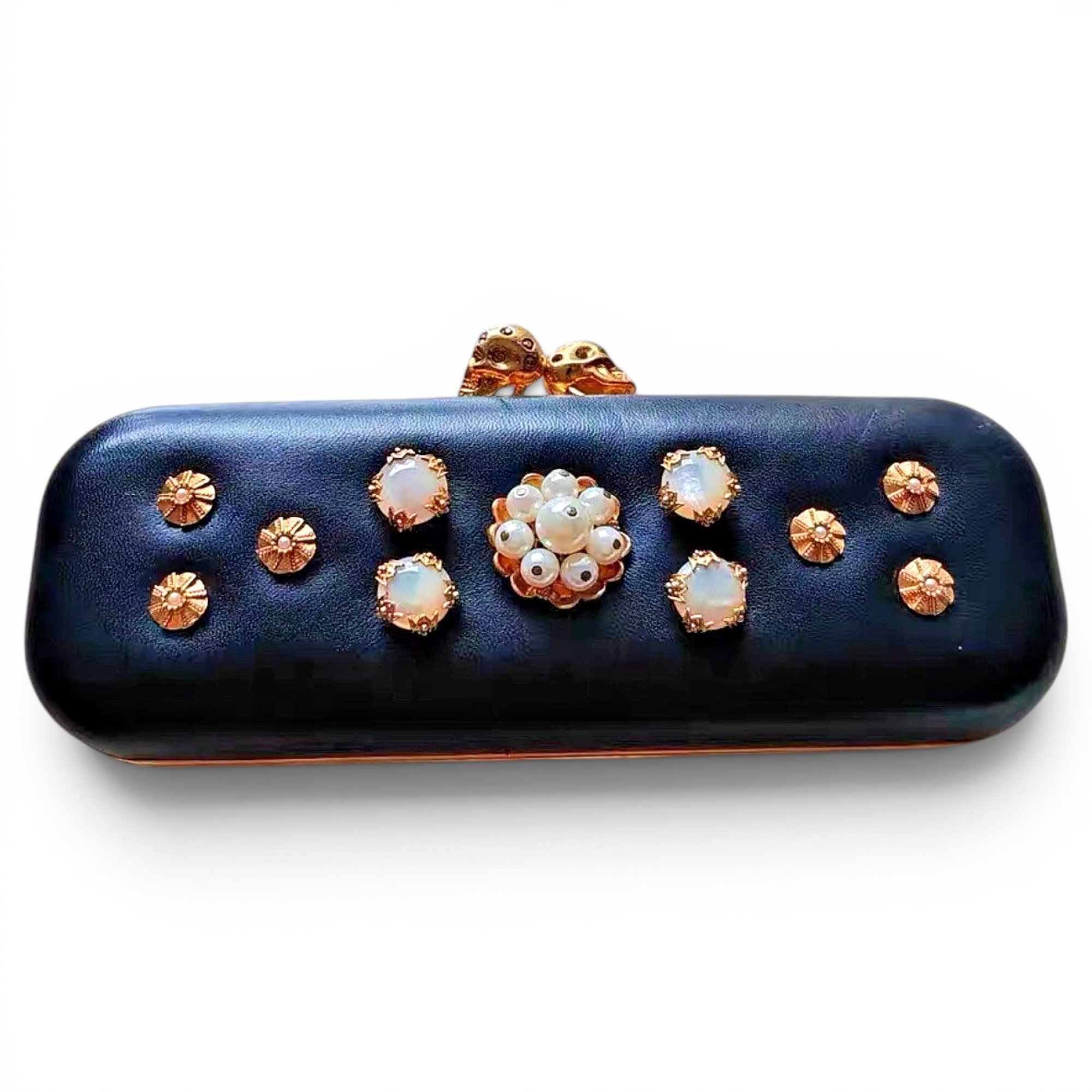 Knuckle leather clutch bag