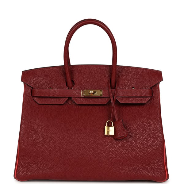 Hermes Pre-owned Hermes Special Order (HSS) Birkin 35 Rouge H Verso Togo Gold Hardware