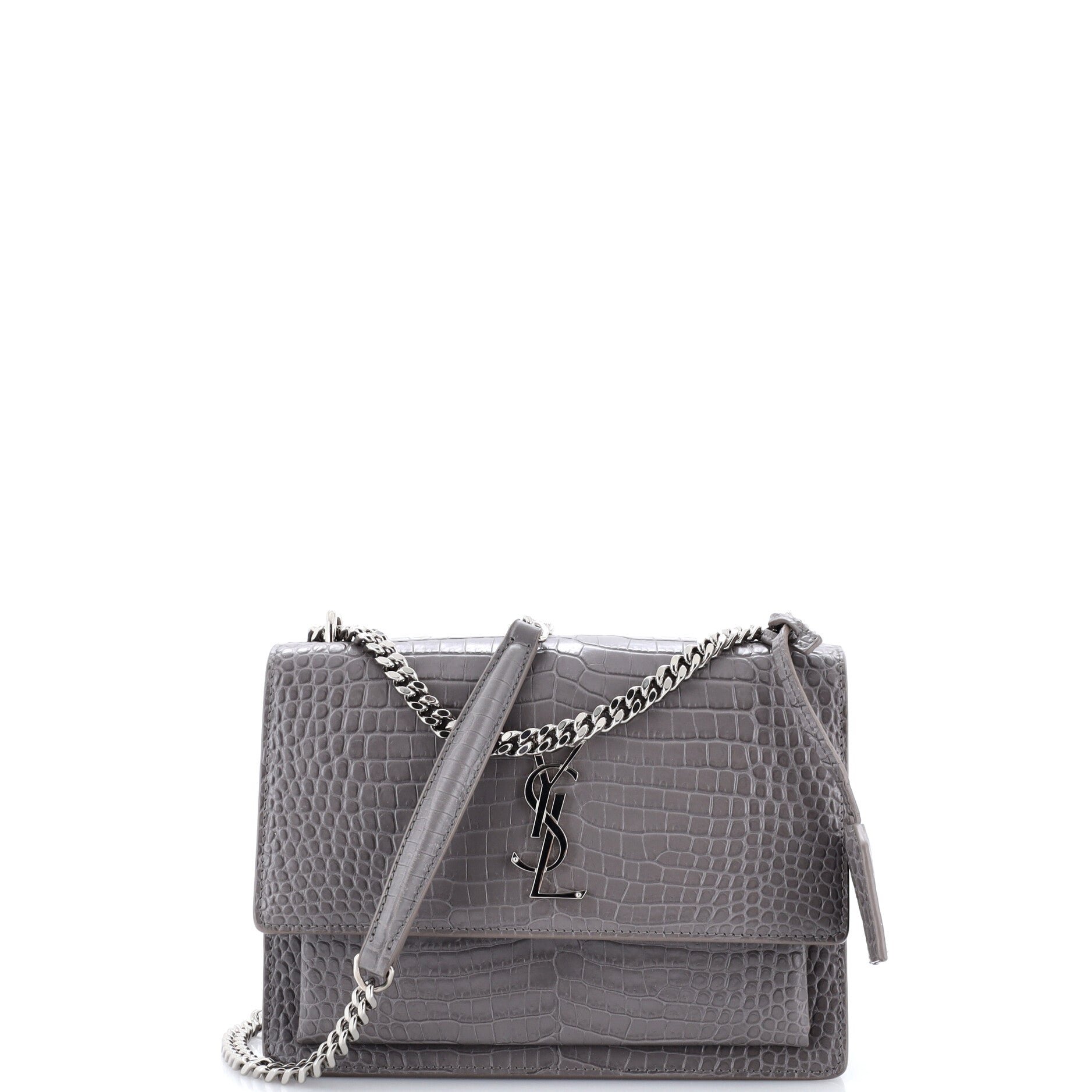 Sunset Crossbody Bag Crocodile Embossed Leather Medium