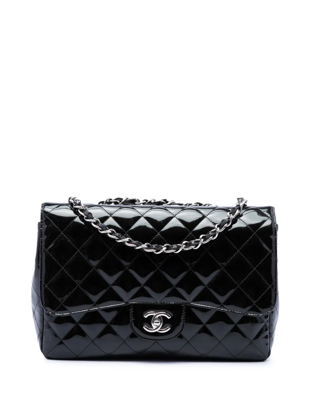 2009-2010 Jumbo Classic Patent Single Flap shoulder bag