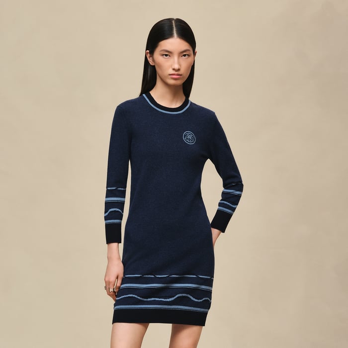 Bleu Lagune "Ex-libris" 3/4-sleeve Dress
