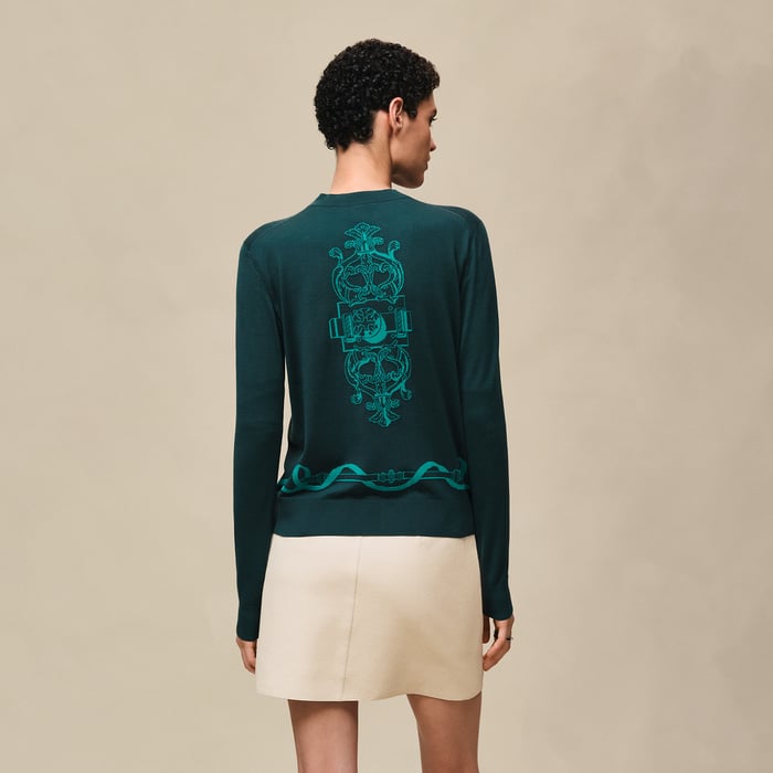 Vert Pin "Ferronnerie" Long-sleeve Cardigan