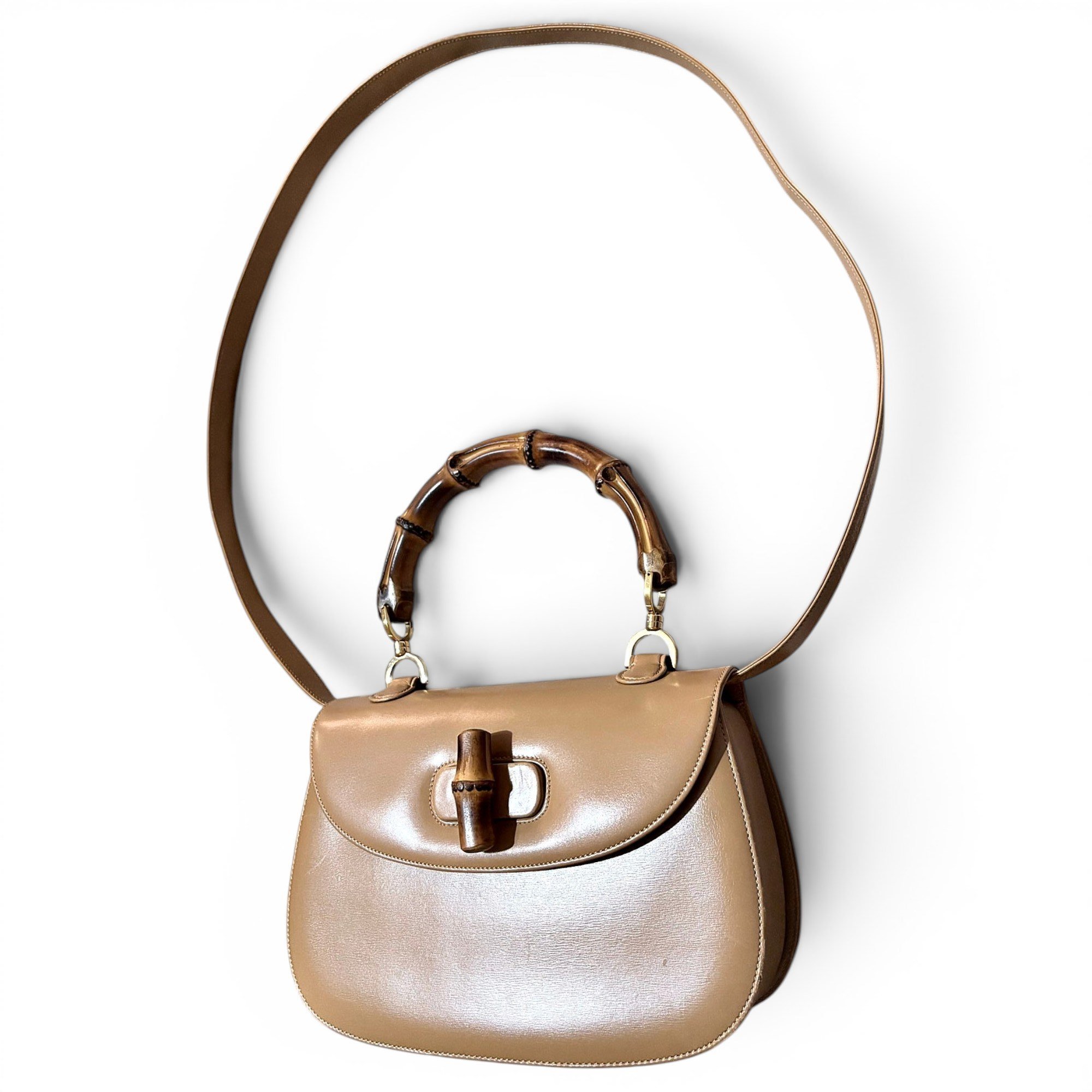 Convertible Bamboo Top Handle leather handbag