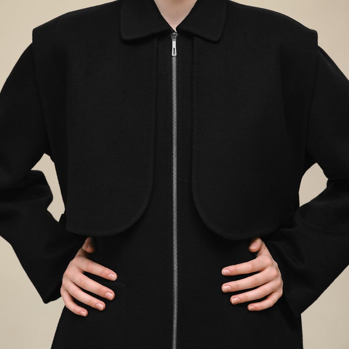 Noir Long Storm Flap Coat