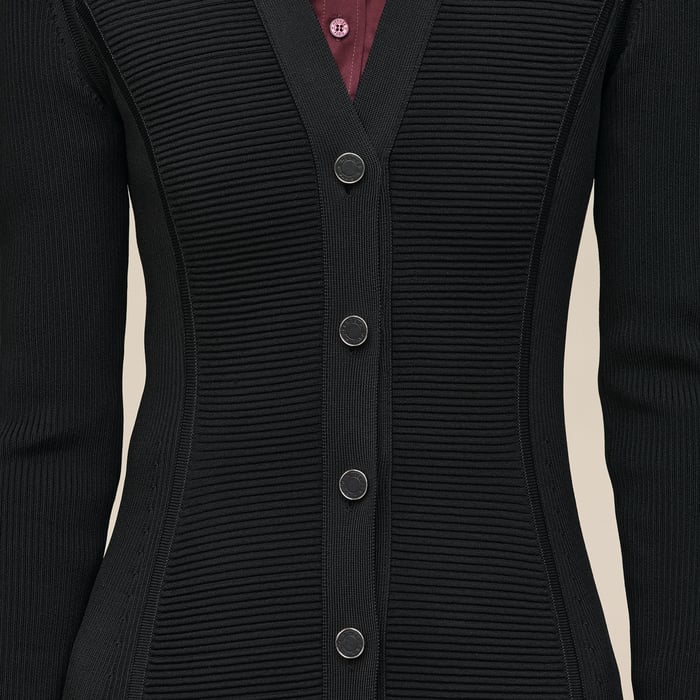 Noir Mid-length Buttoned Dress