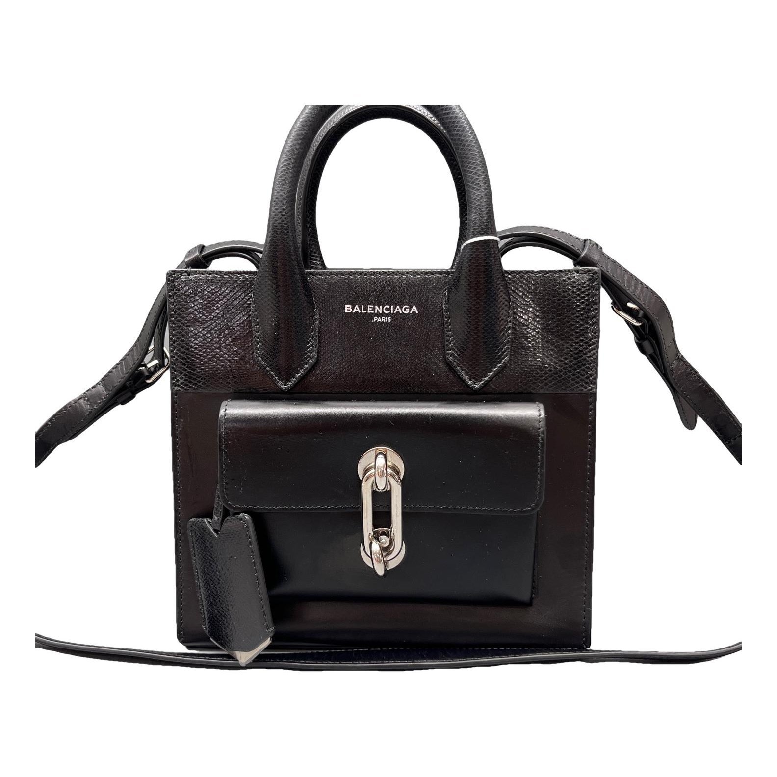 Padlock leather handbag