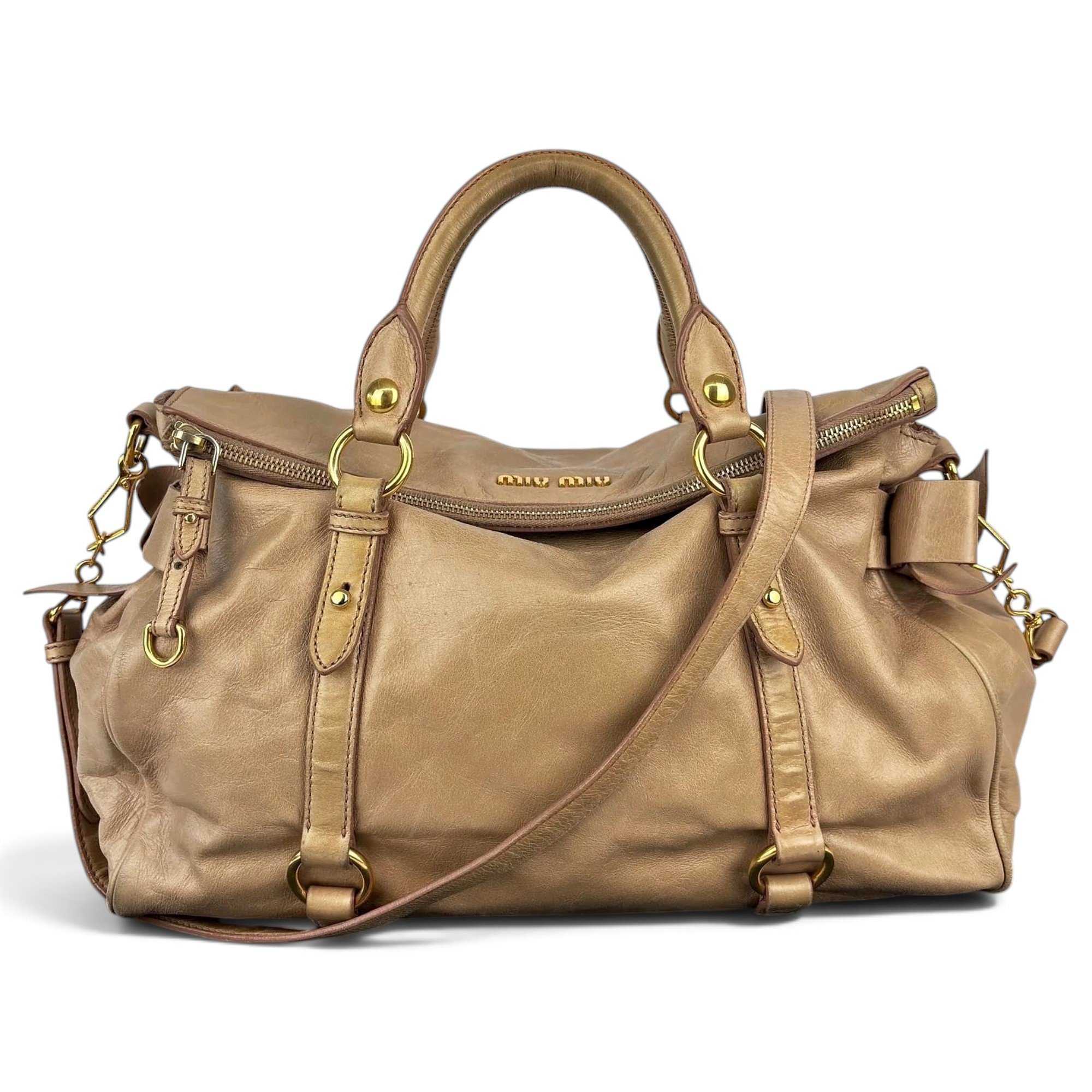 Bow bag leather handbag