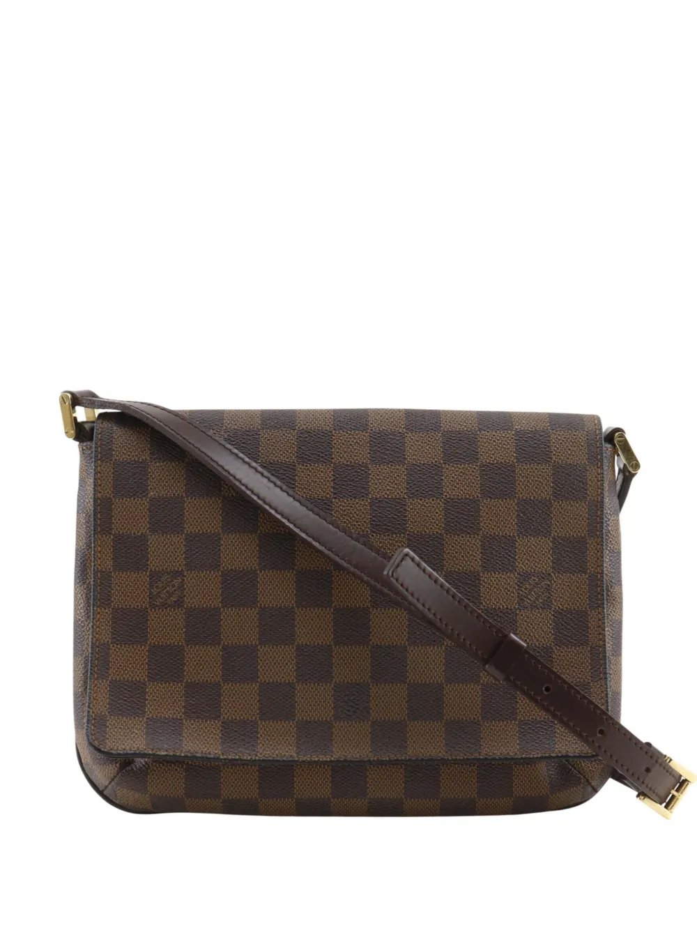 2004 Damier Ebene Musette Tango Long Strap crossbody bag