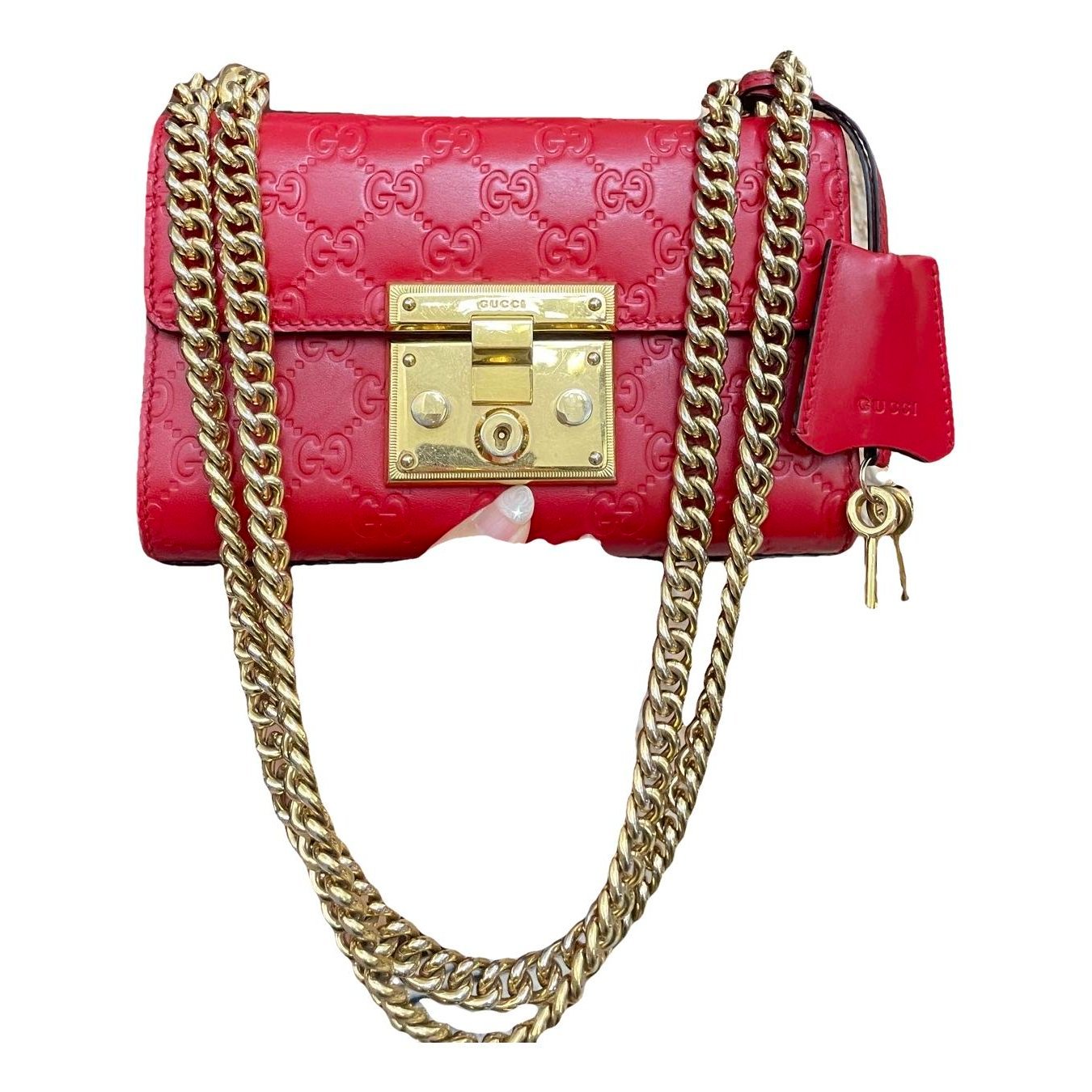 Padlock leather handbag