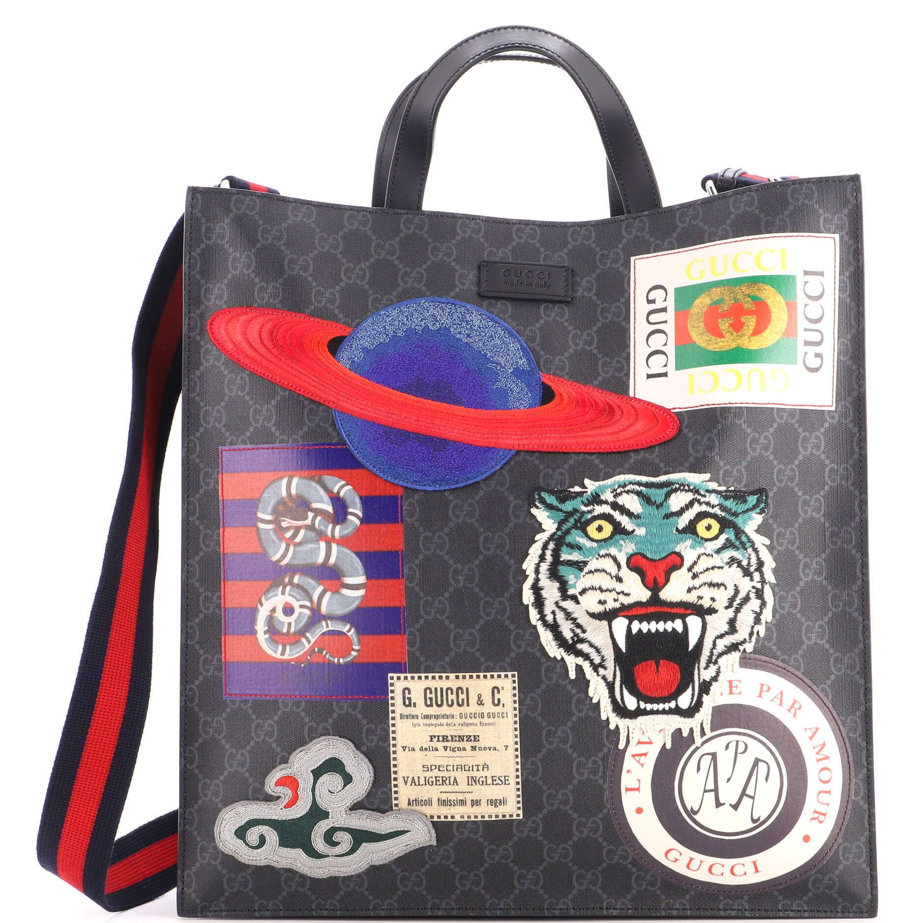 Courrier Convertible Soft Open Tote GG Coated Canvas with Applique North South