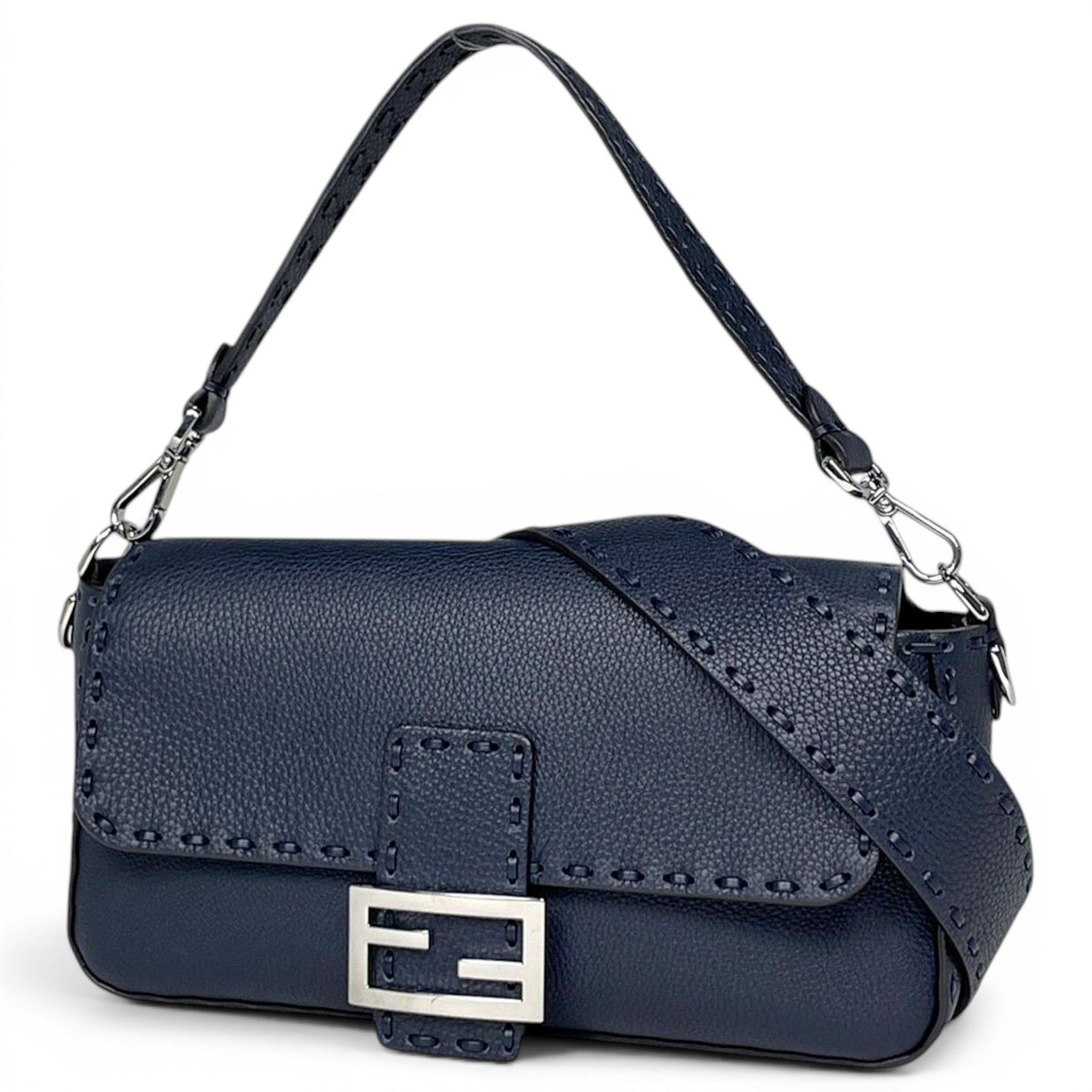 Pocket leather handbag