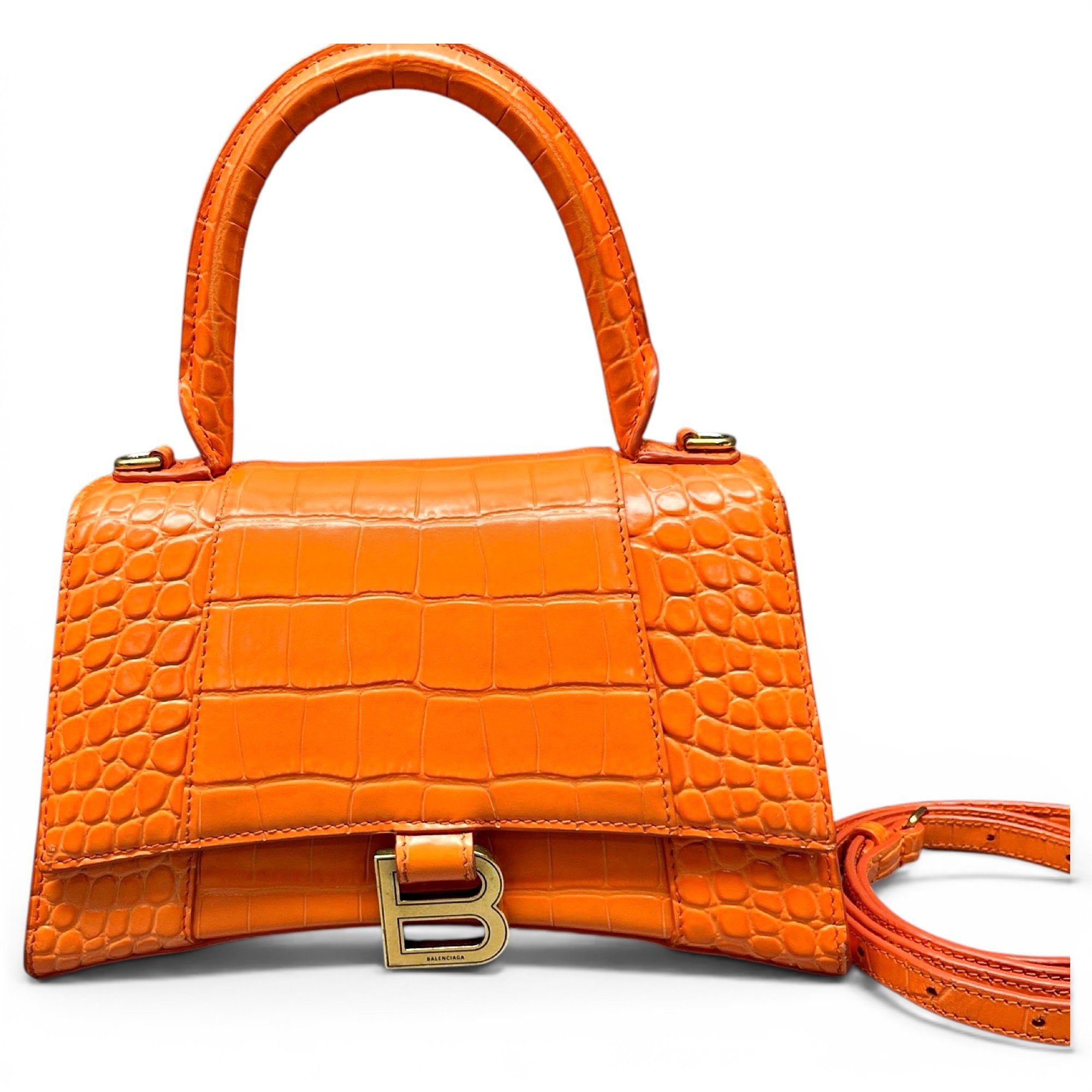 Hourglass leather handbag