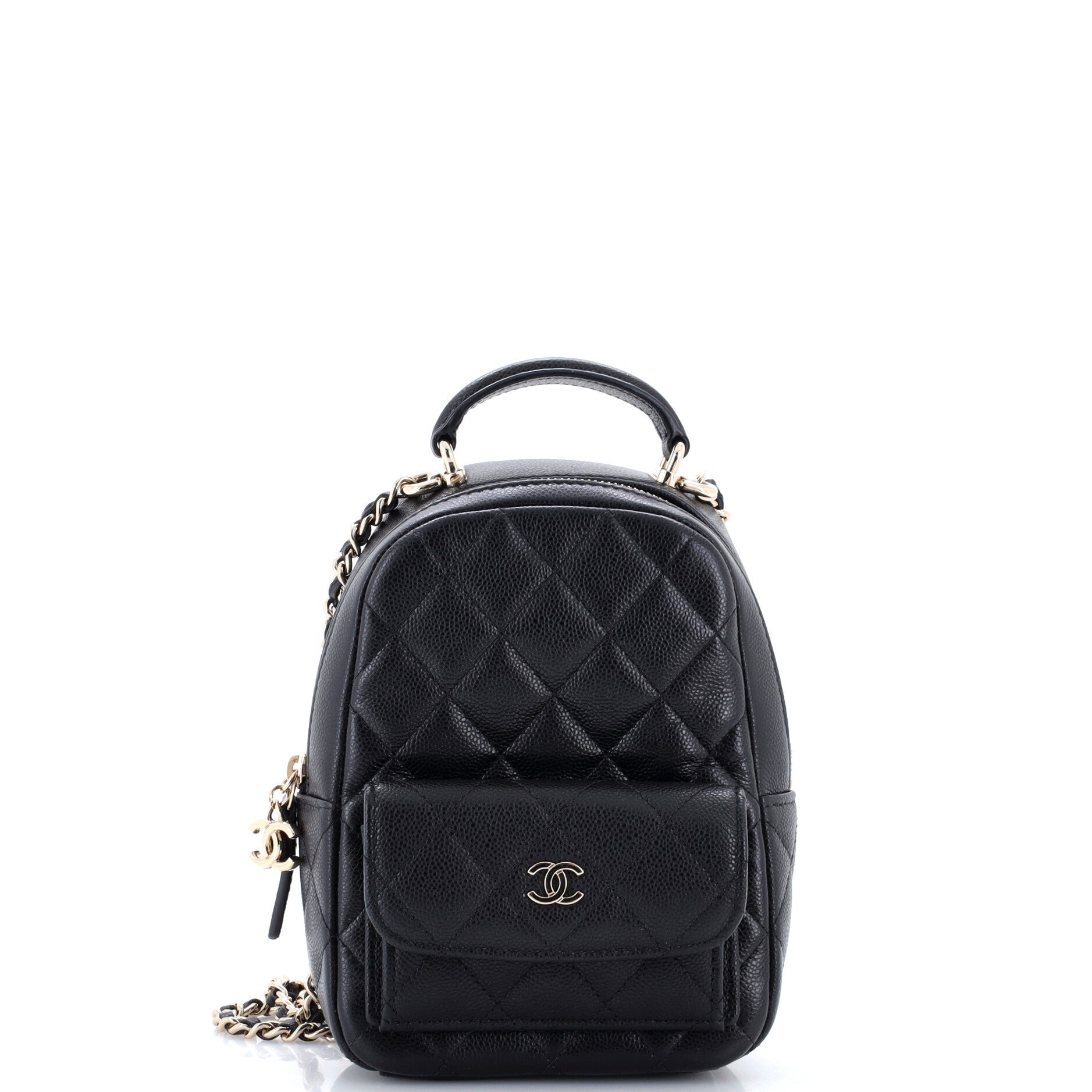 Classic CC Chain Pocket Backpack Quilted Caviar Mini
