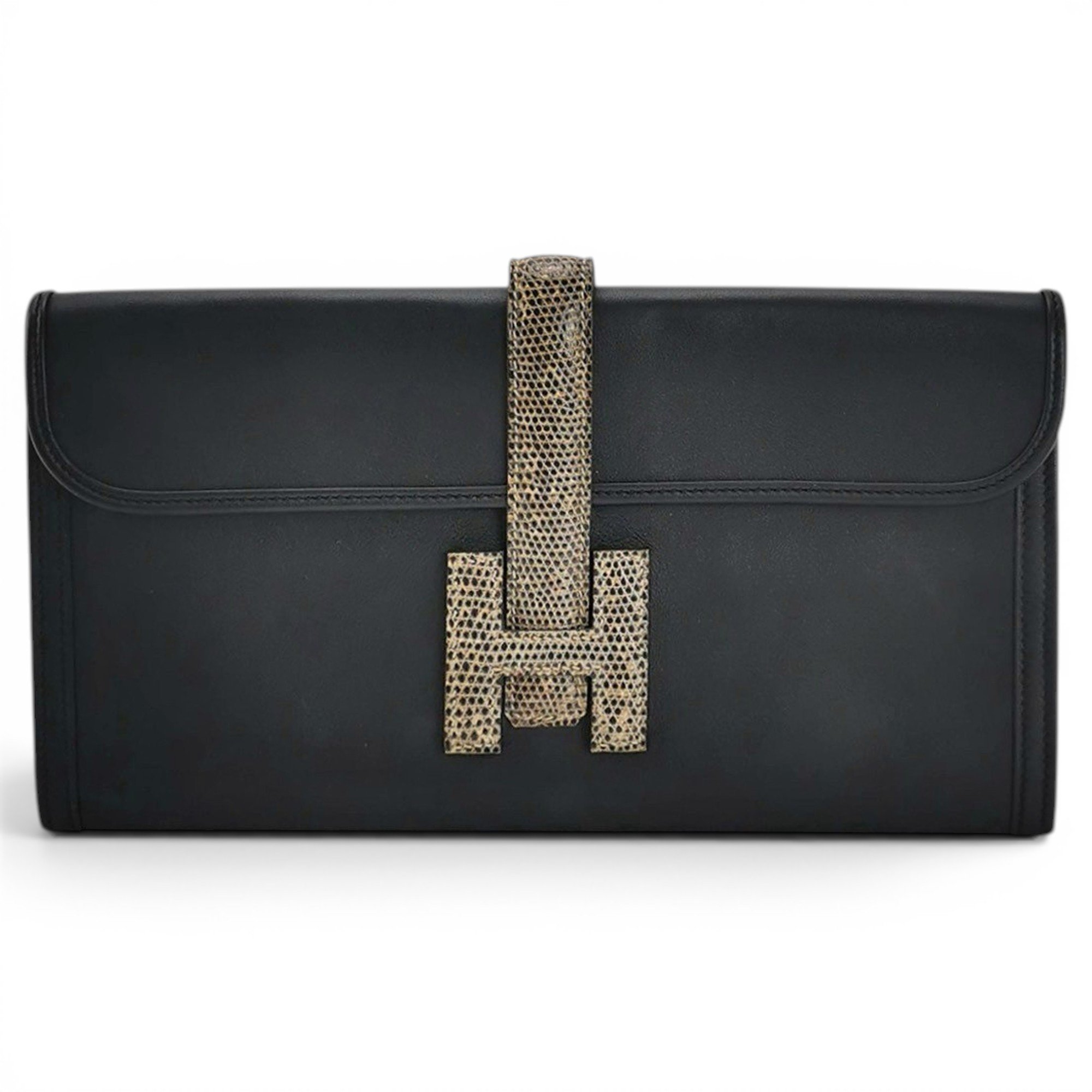 Hermes Jige Elan 29 Handbag Black Swift Leather