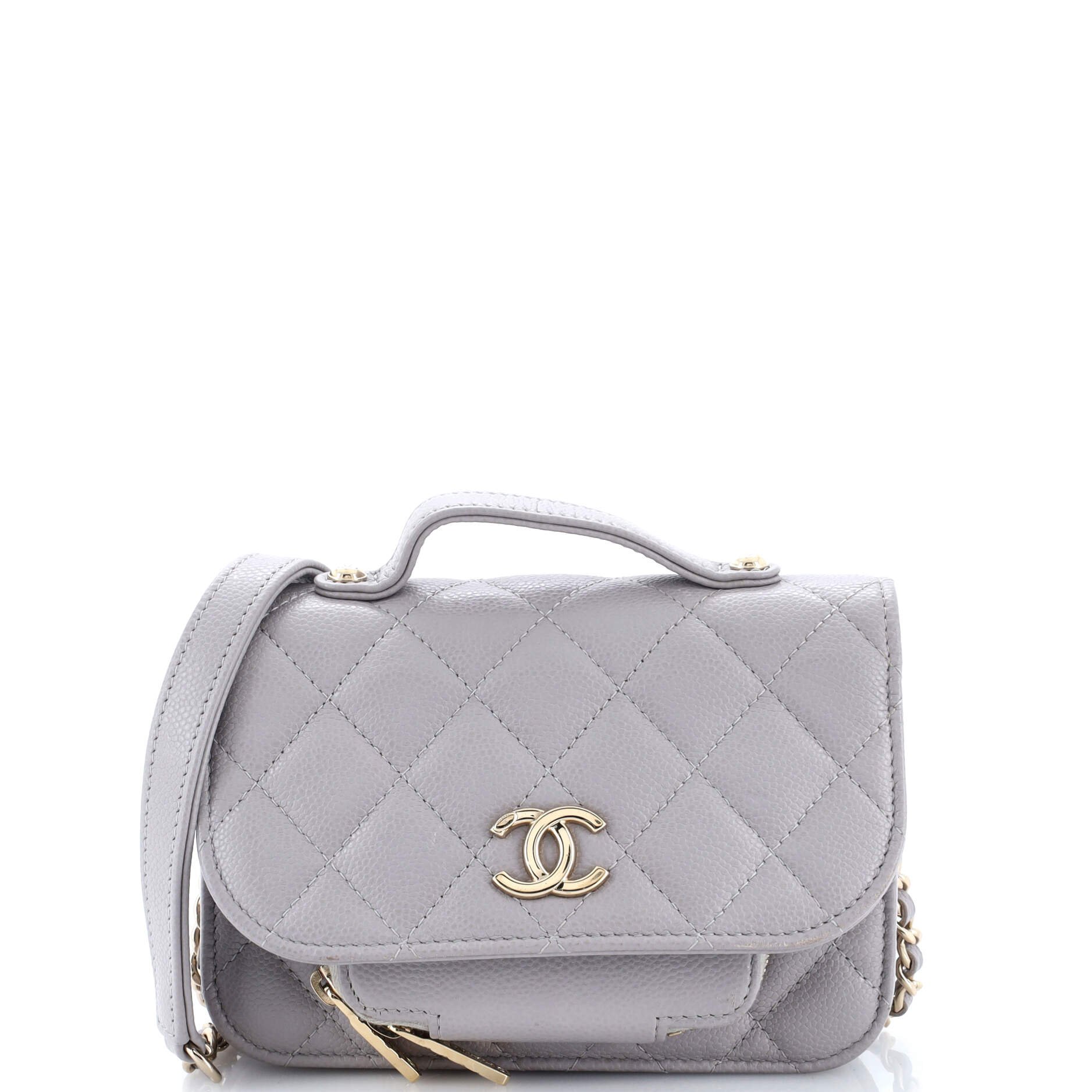 Chanel Business Affinity Flap Clutch with Chain Quilted Caviar