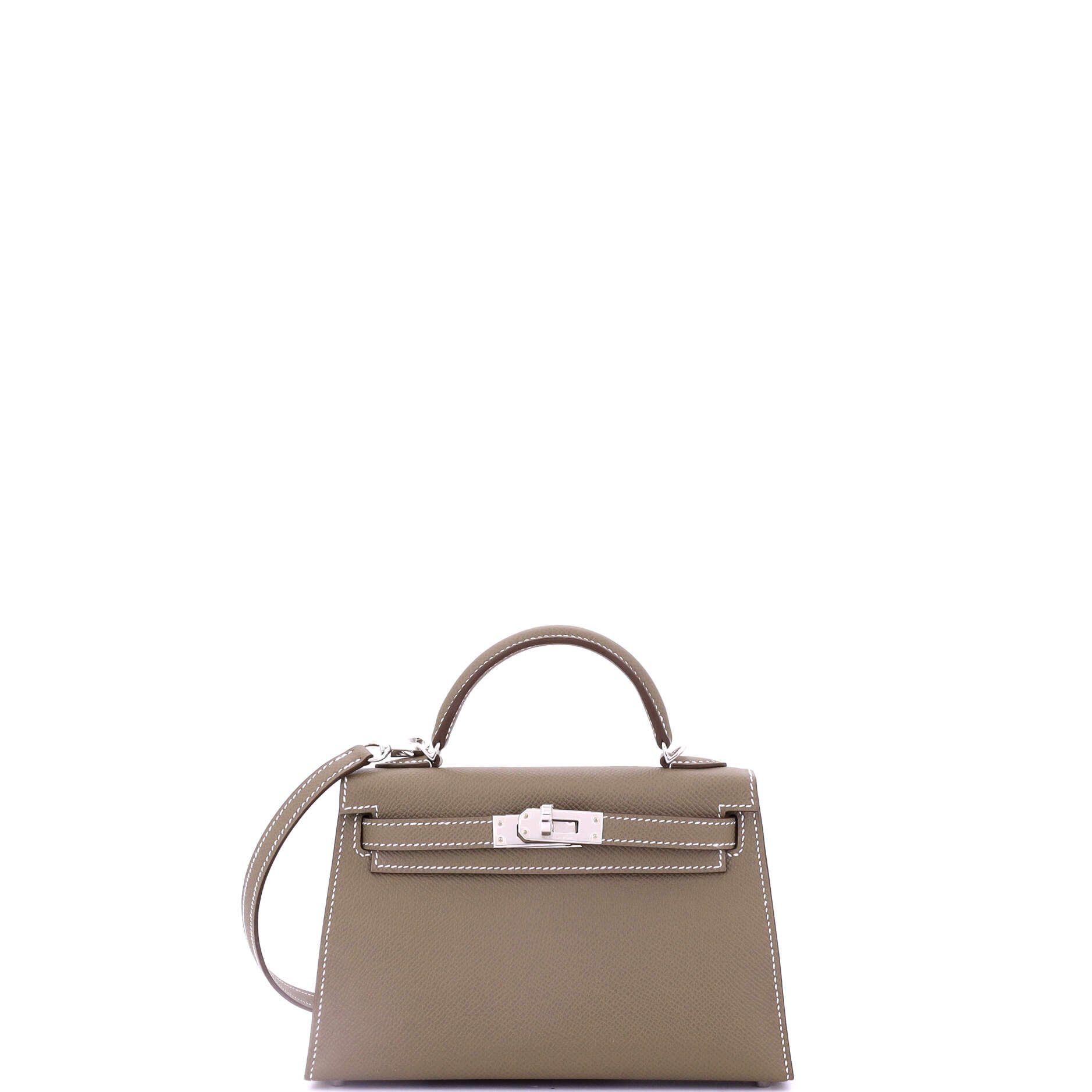 Kelly Mini II Bag Etoupe Epsom with Palladium Hardware 20