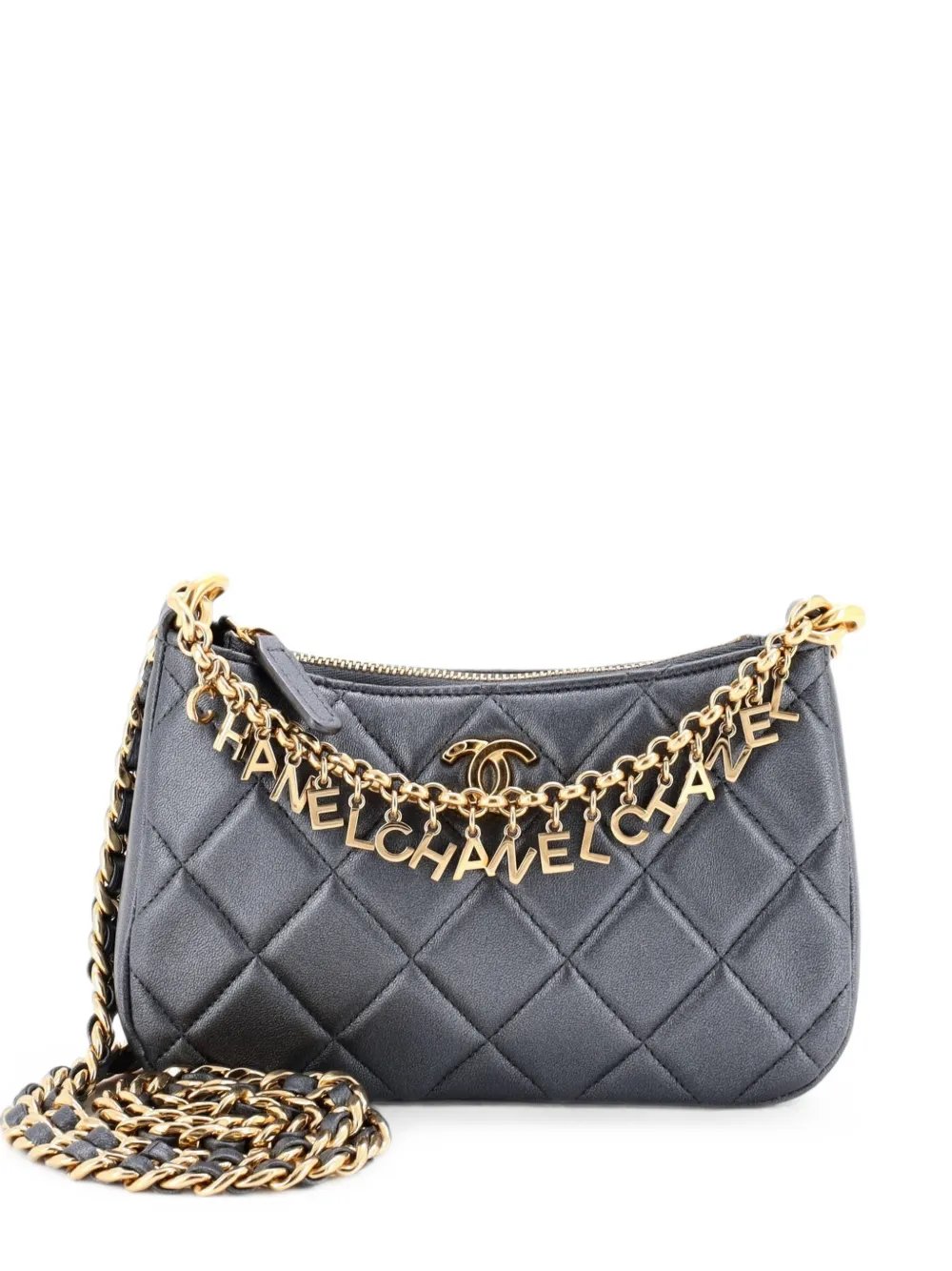 Logo Letters Top Handle Chain Quilted Lambskin Small crossbody bag