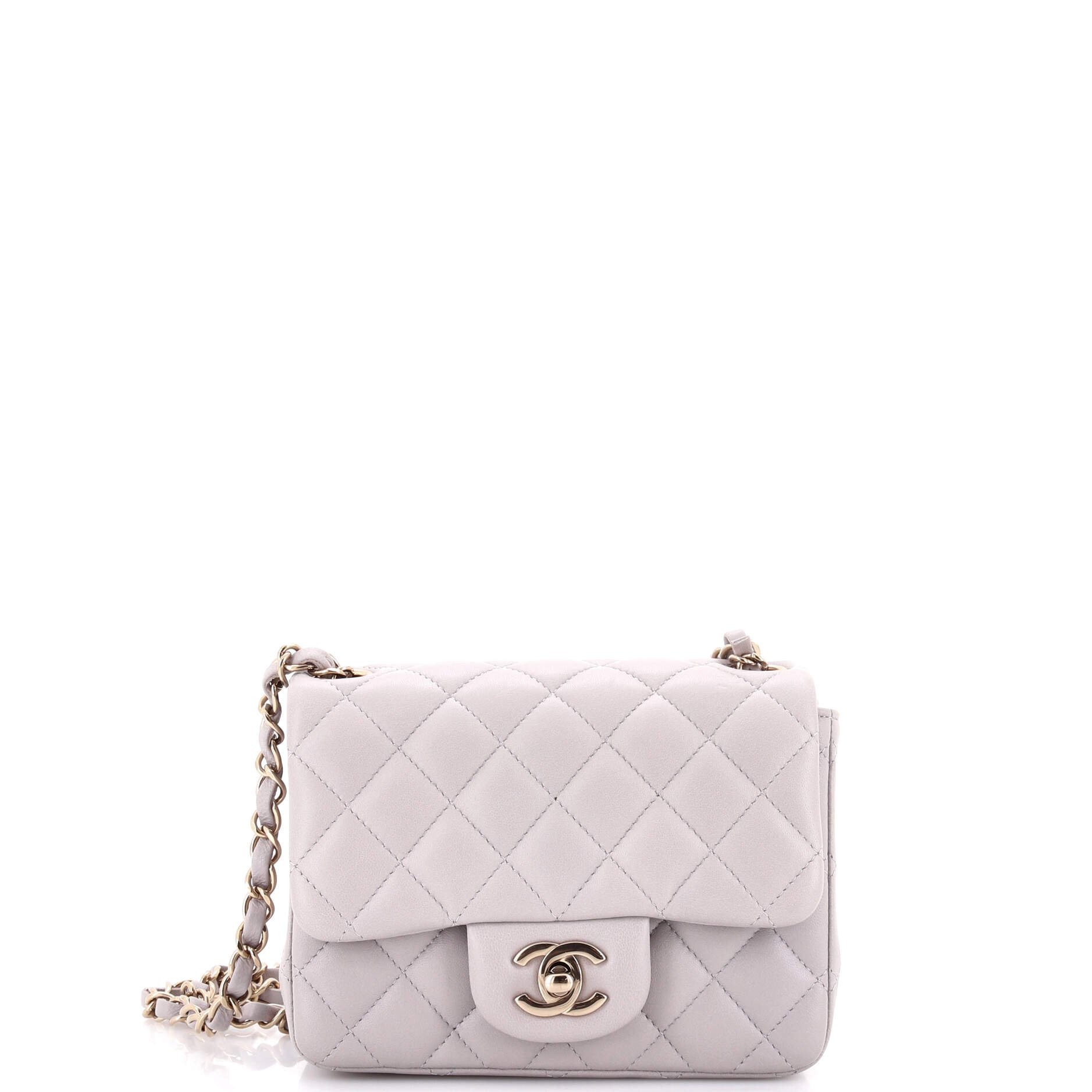 Square Classic Single Flap Bag Quilted Lambskin Mini