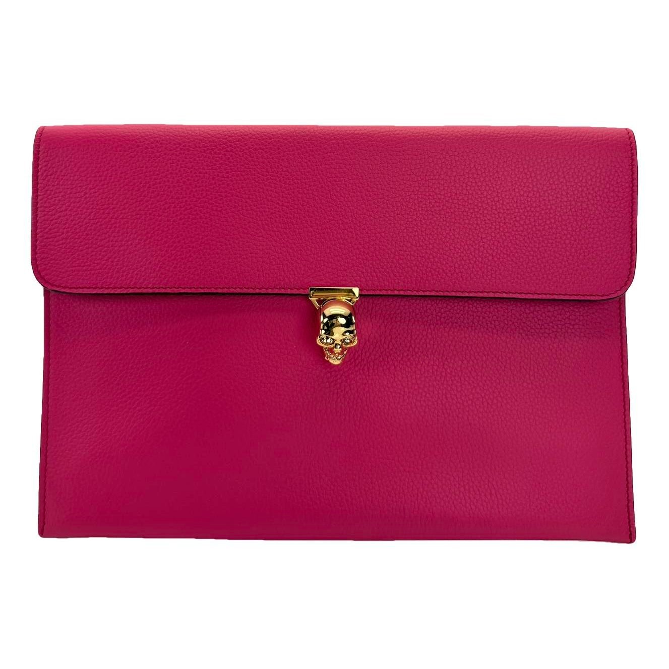 Skull leather clutch bag