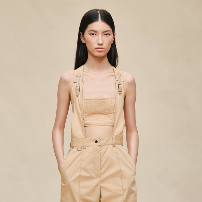 Beige Cajou Overalls Pants