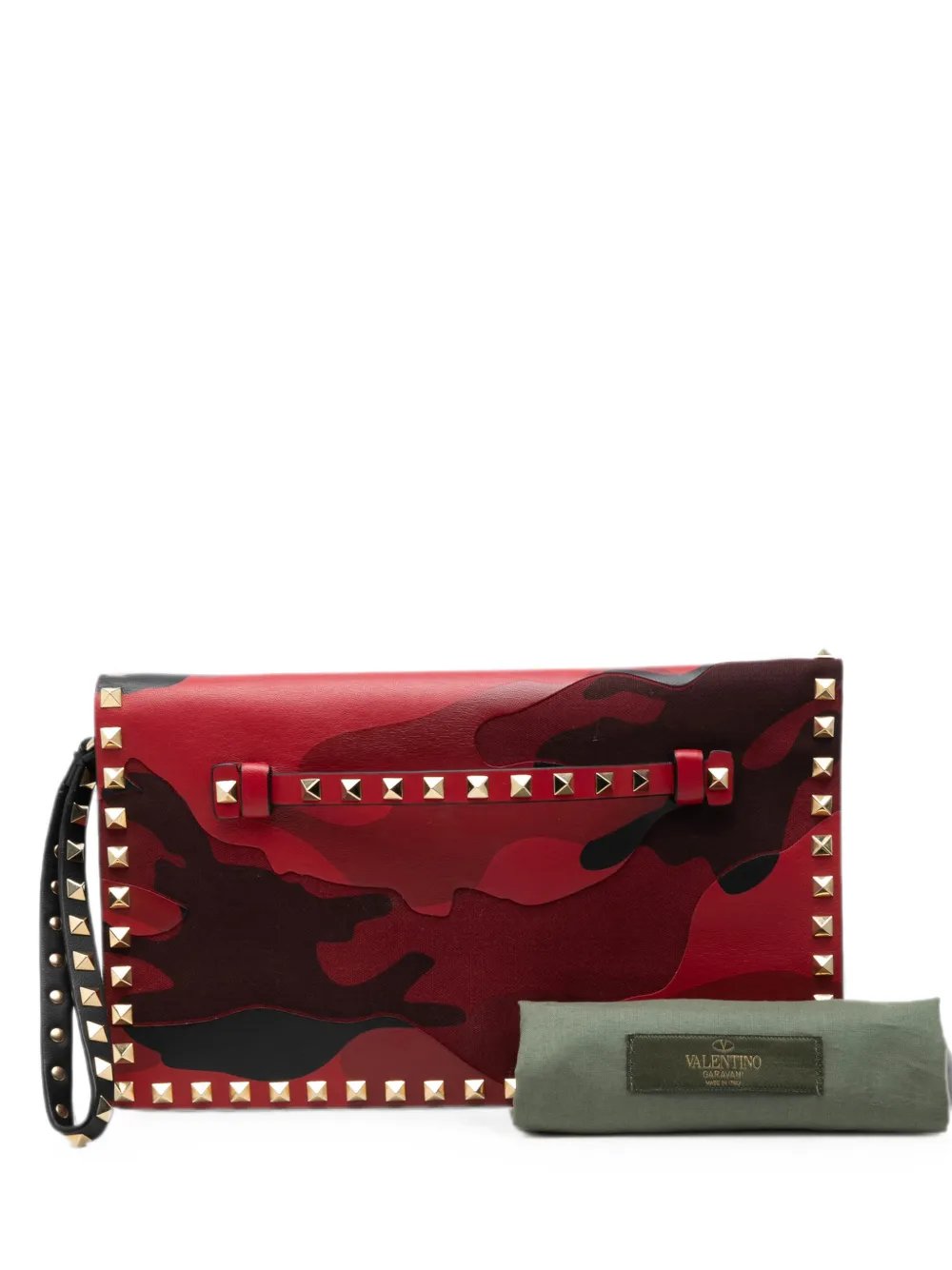 2000-2017 Canvas and Nappa Camouflage Rockstud Wristlet clutch bag