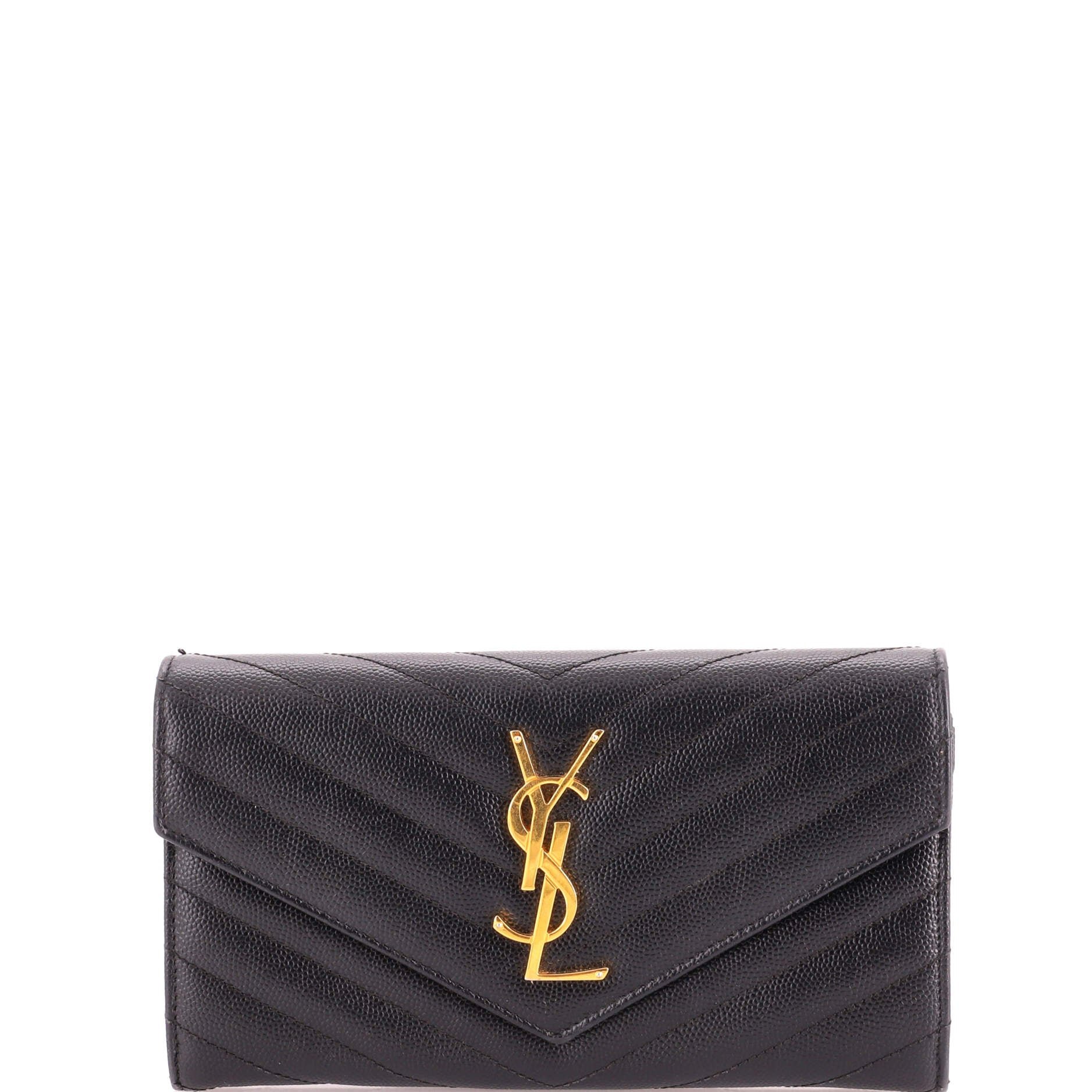 Classic Monogram Wallet on Chain Matelasse Chevron Leather Small