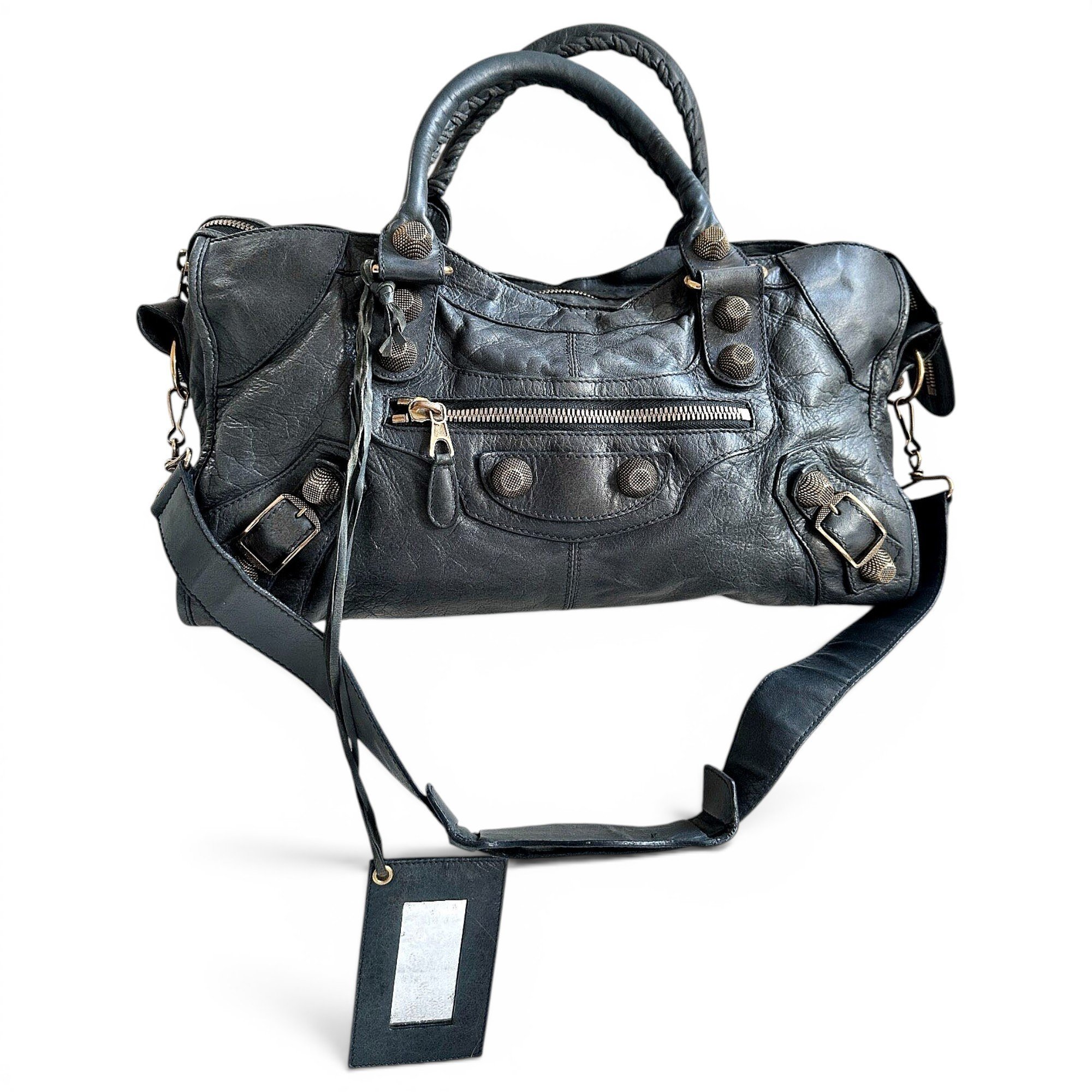 City leather handbag
