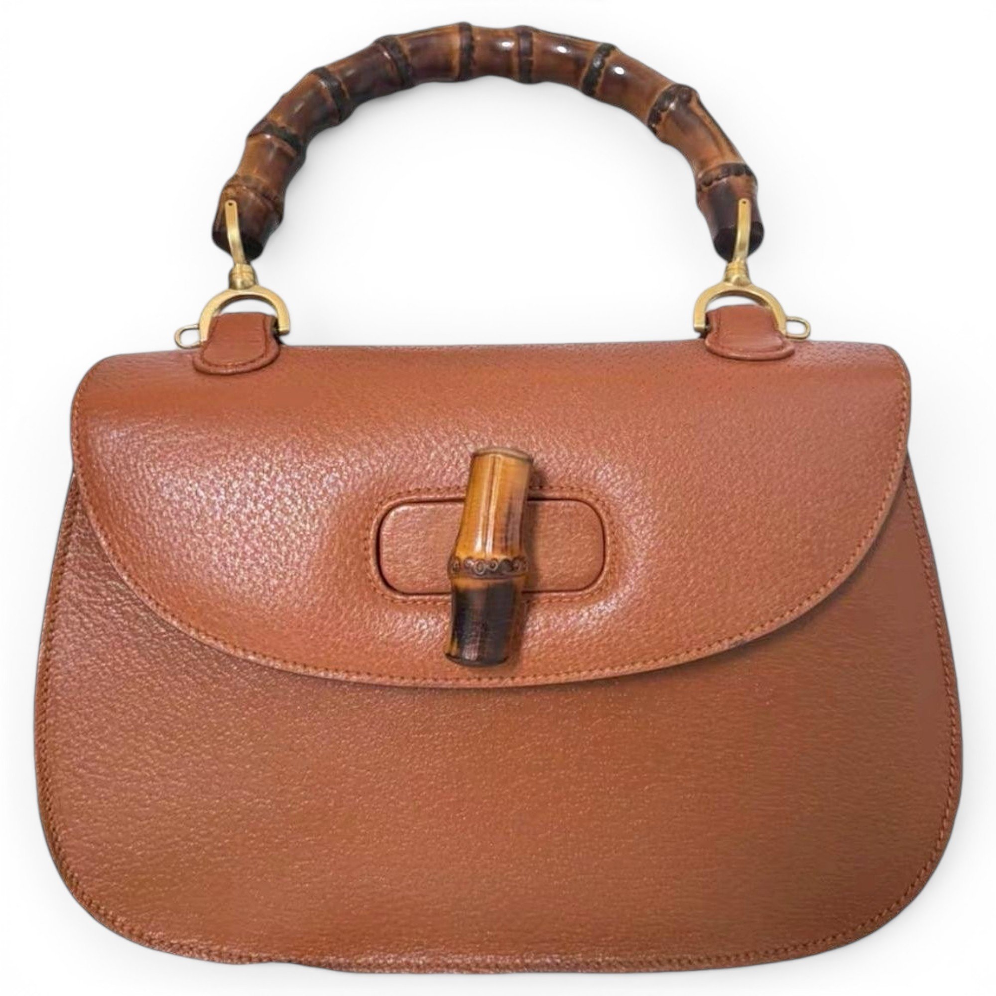 Convertible Bamboo Top Handle leather handbag