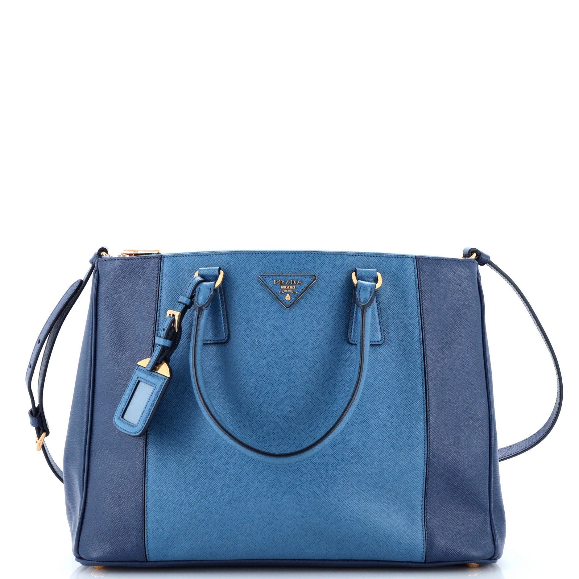 Bicolor Double Zip Lux Tote Saffiano Leather Medium