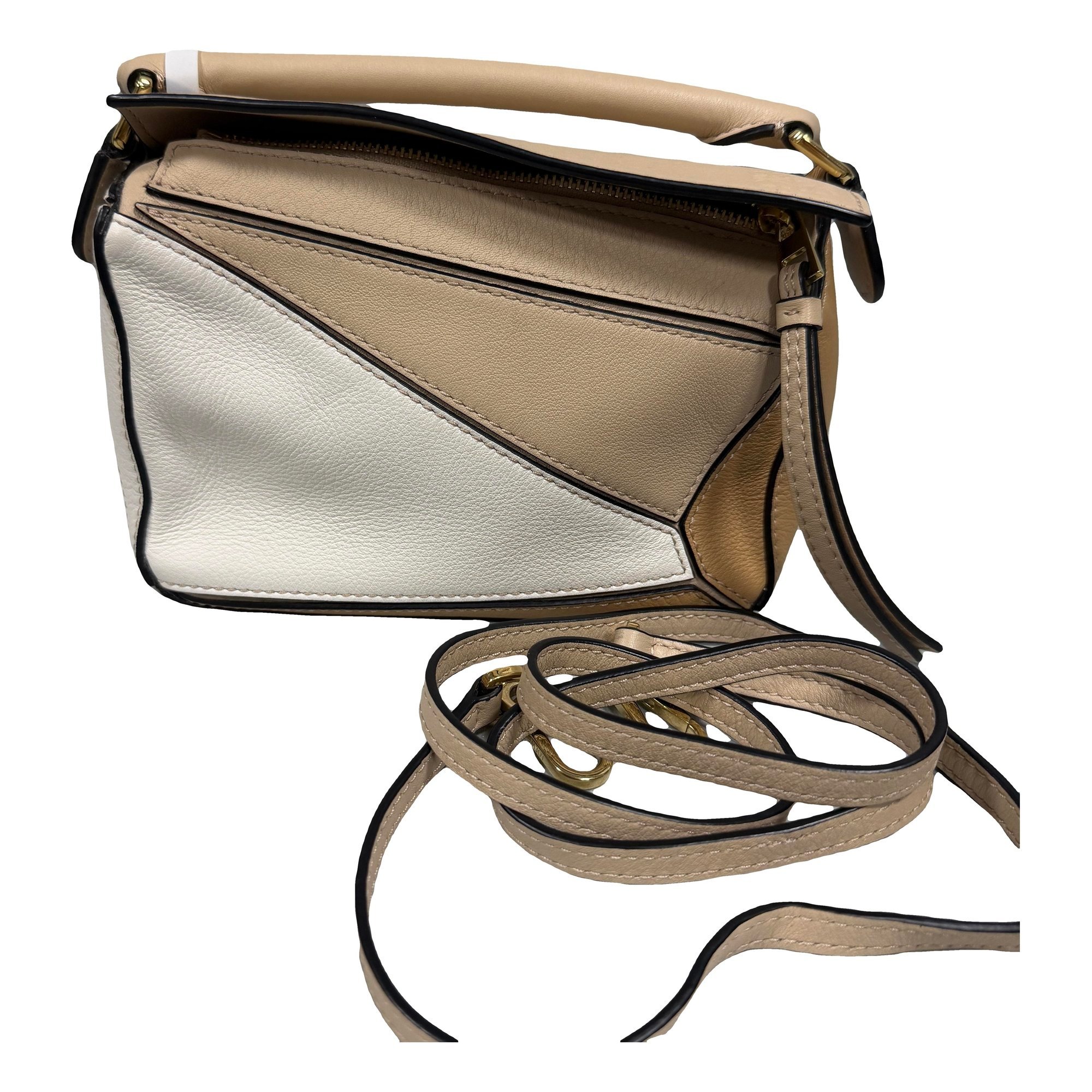 Puzzle leather handbag