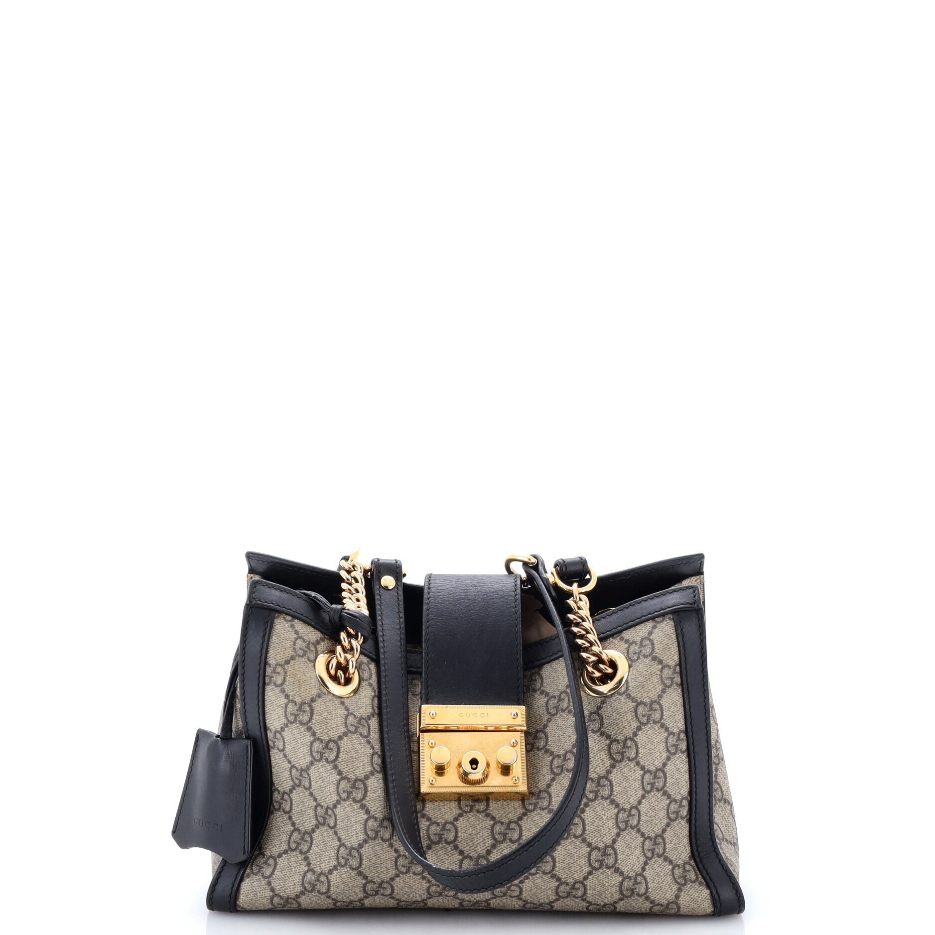Padlock Chain Tote GG Coated Canvas with Leather Small