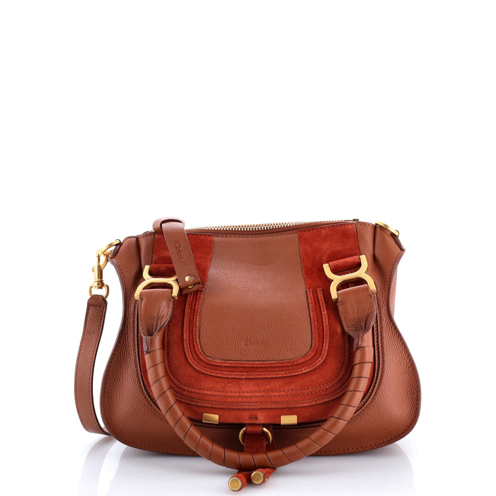 Chloe Marcie Satchel Leather and Suede Small