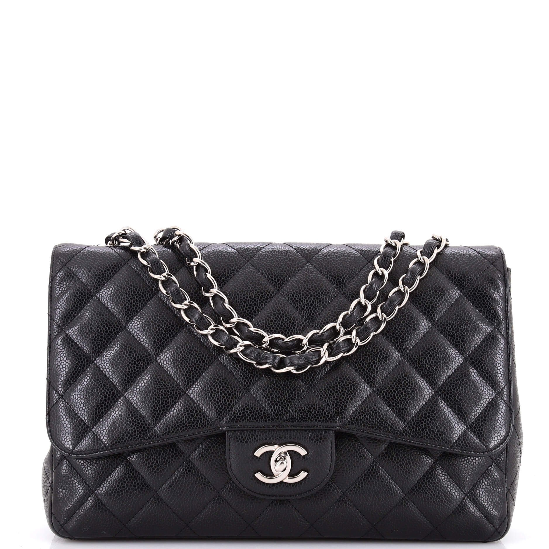 Vintage Classic Single Flap Bag Quilted Caviar Jumbo