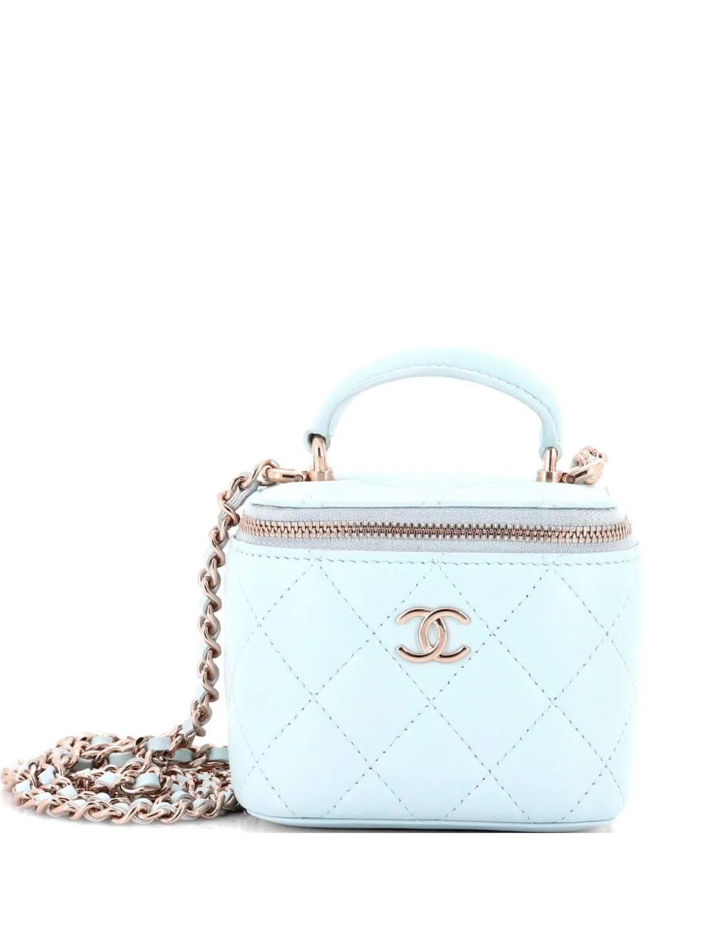 Classic Top Handle Vanity Case with Chain Quilted Lambskin Mini crossbody bag