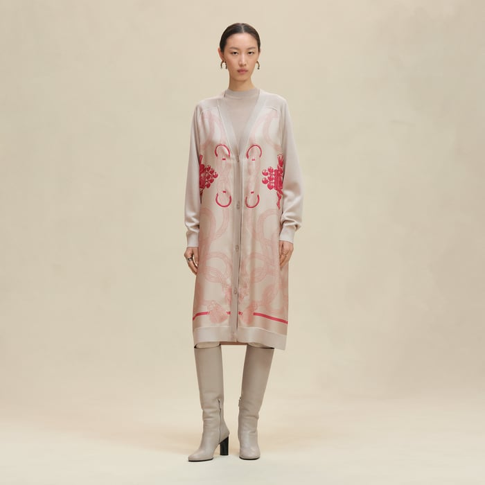 Beige Avoine "Palefroi Remix" Long-sleeve Twillaine Cardigan