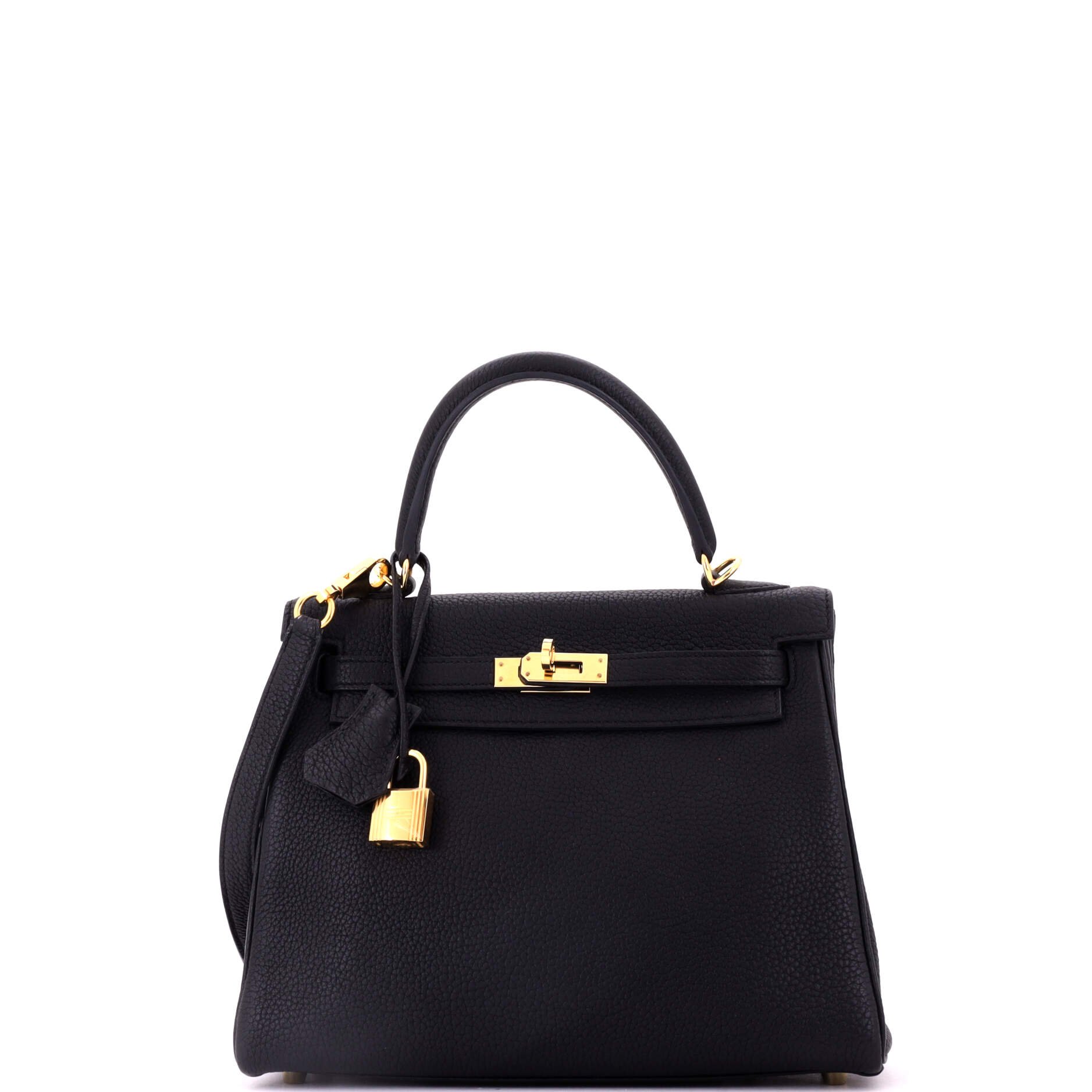 Kelly Handbag Noir Togo with Gold Hardware 25